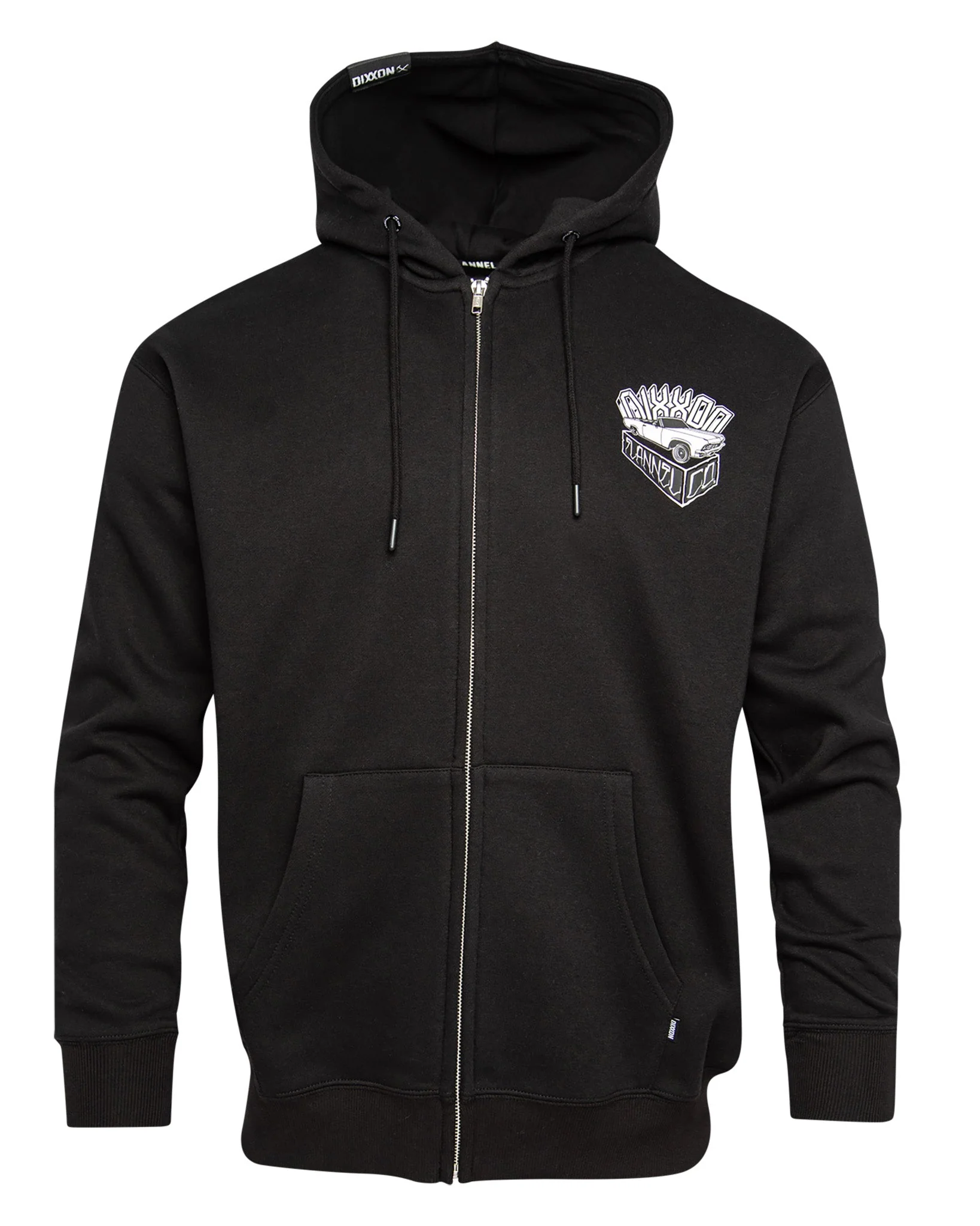 White Block Zip Up Hoodie - Black - Image 3