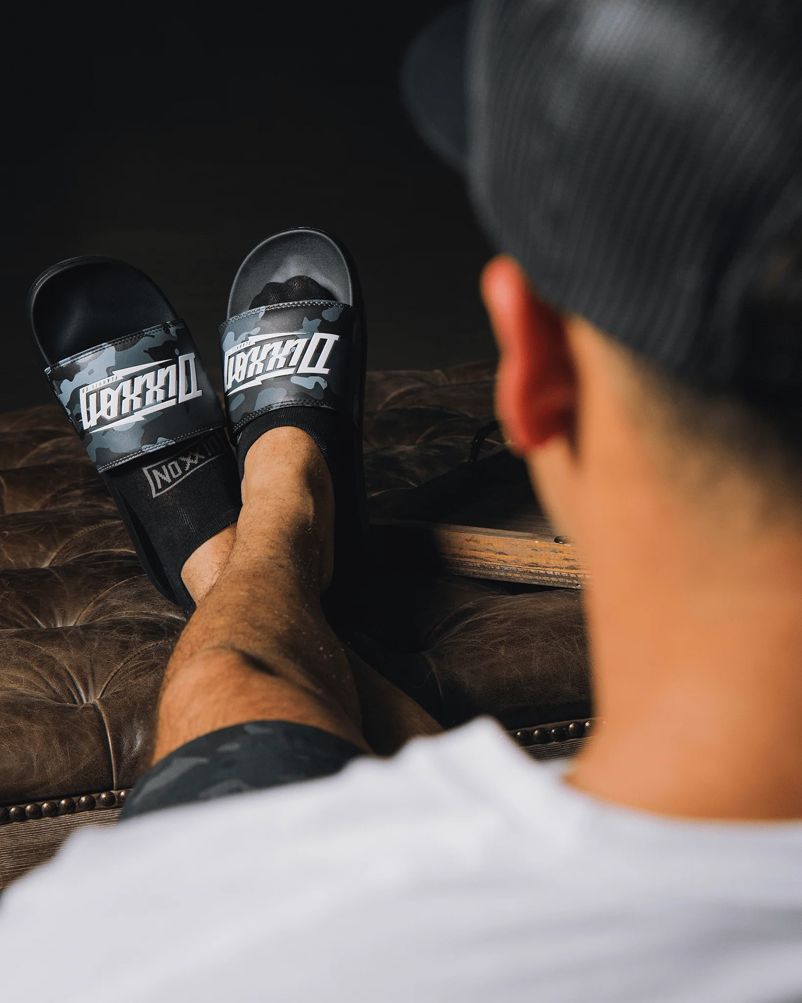 White Bolt Slides - Black Camo - Image 3