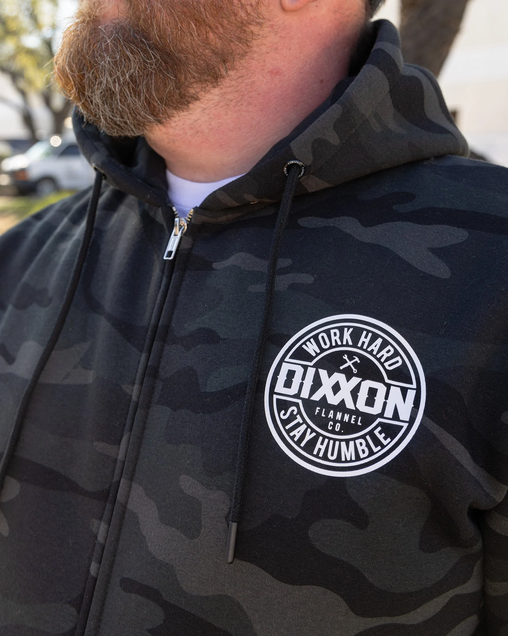 White Corpo Zip Up Hoodie - Black Camo - Image 5