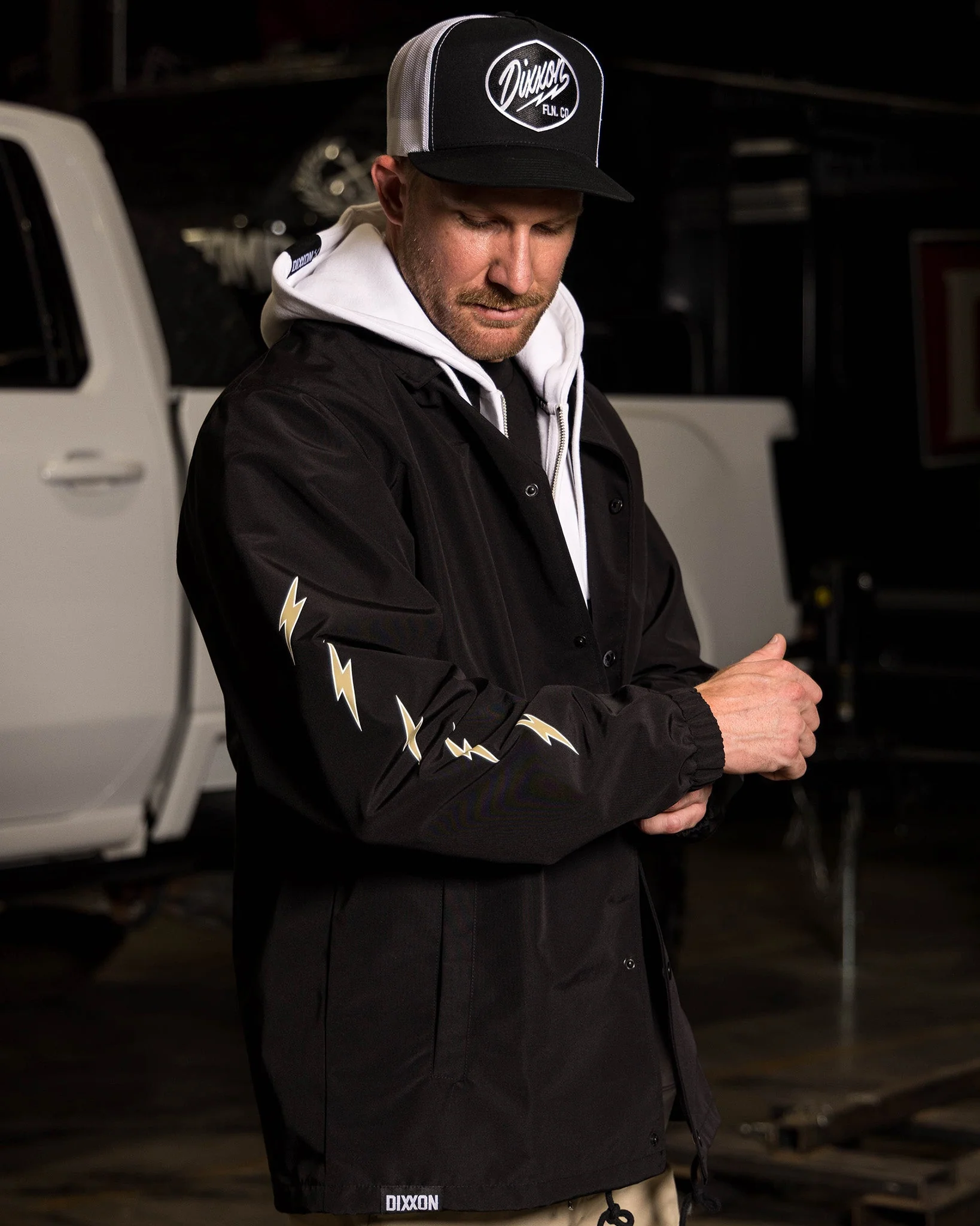 White & Gold Ignite Coaches Jacket - Black - Image 7