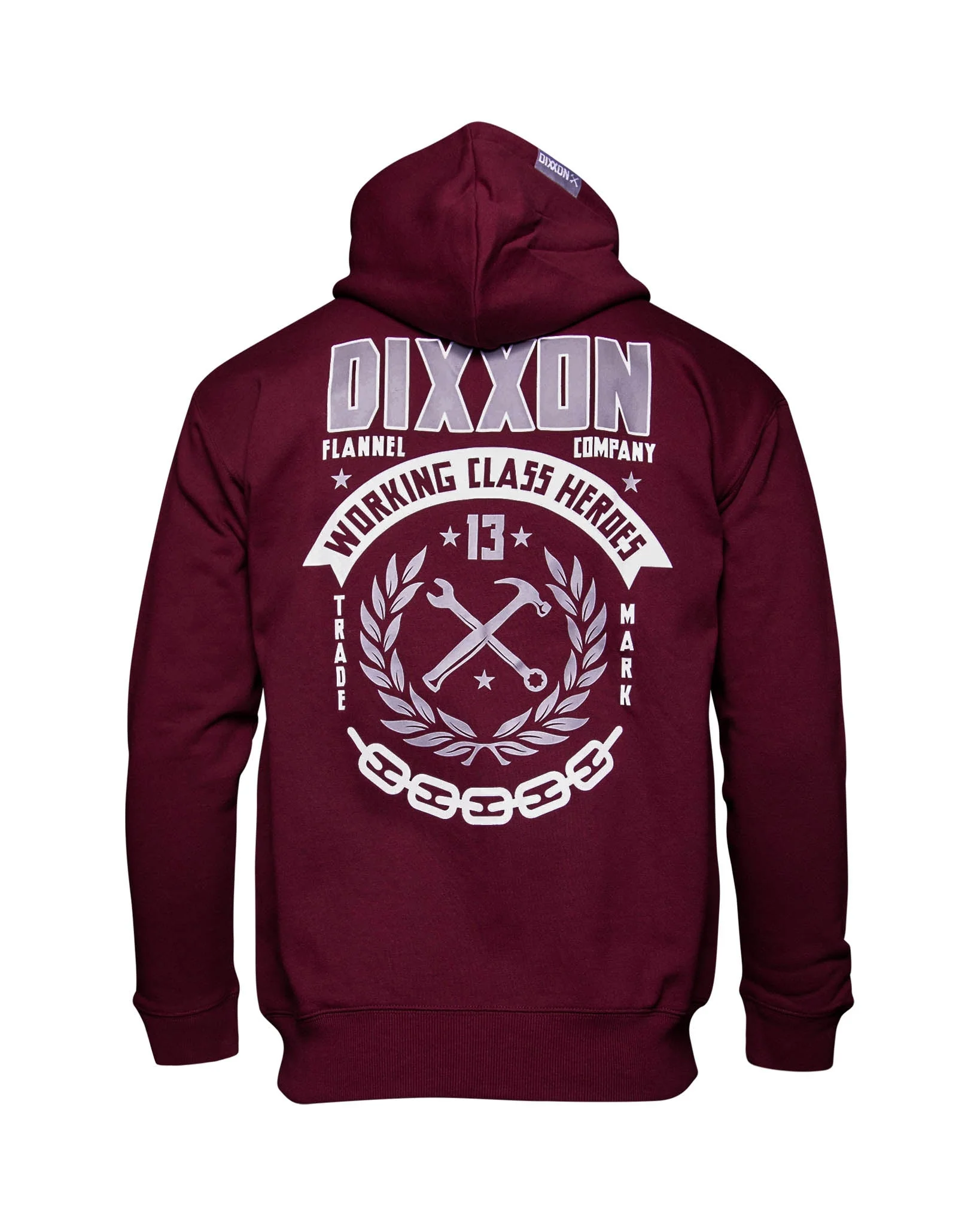 White & Gray Weld Zip Up Hoodie - Maroon - Image 2