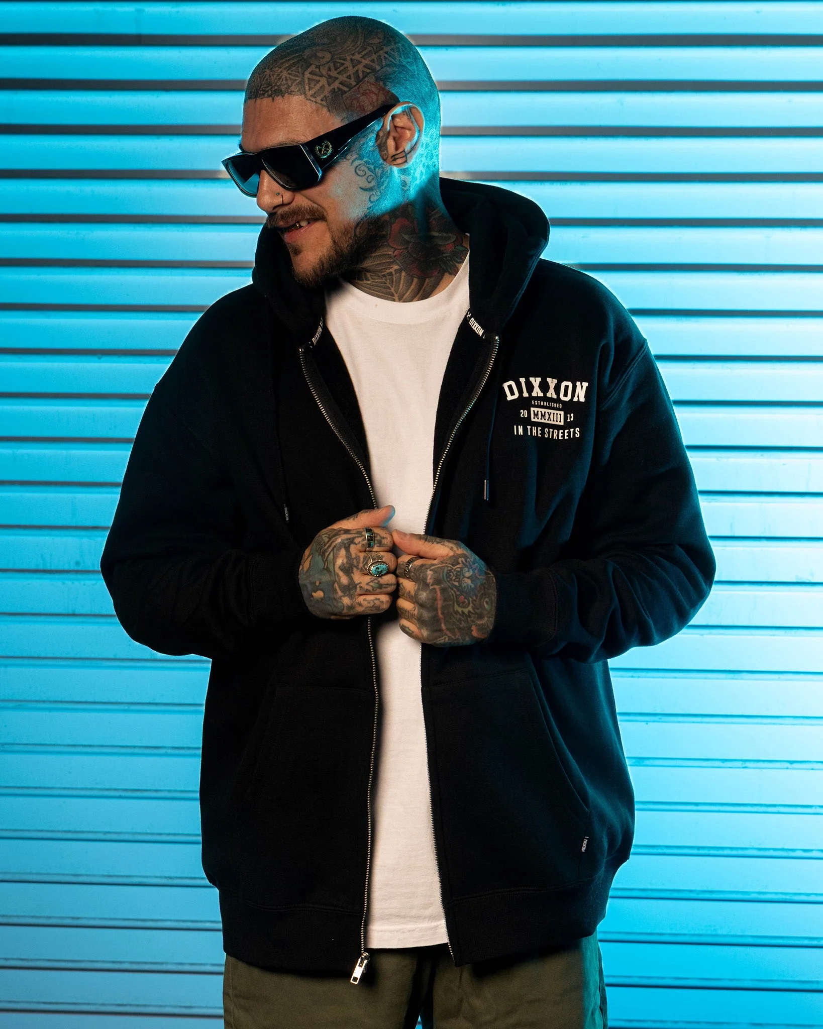 In the Streets Zip Up Hoodie - Black & White - Image 4