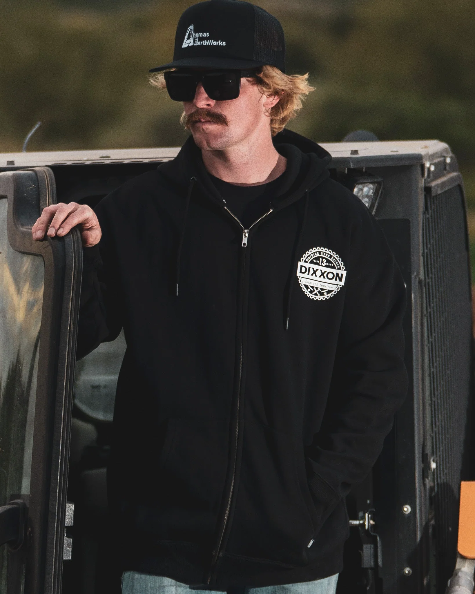 White Working Class Gear Zip Up Hoodie - Black - Image 4