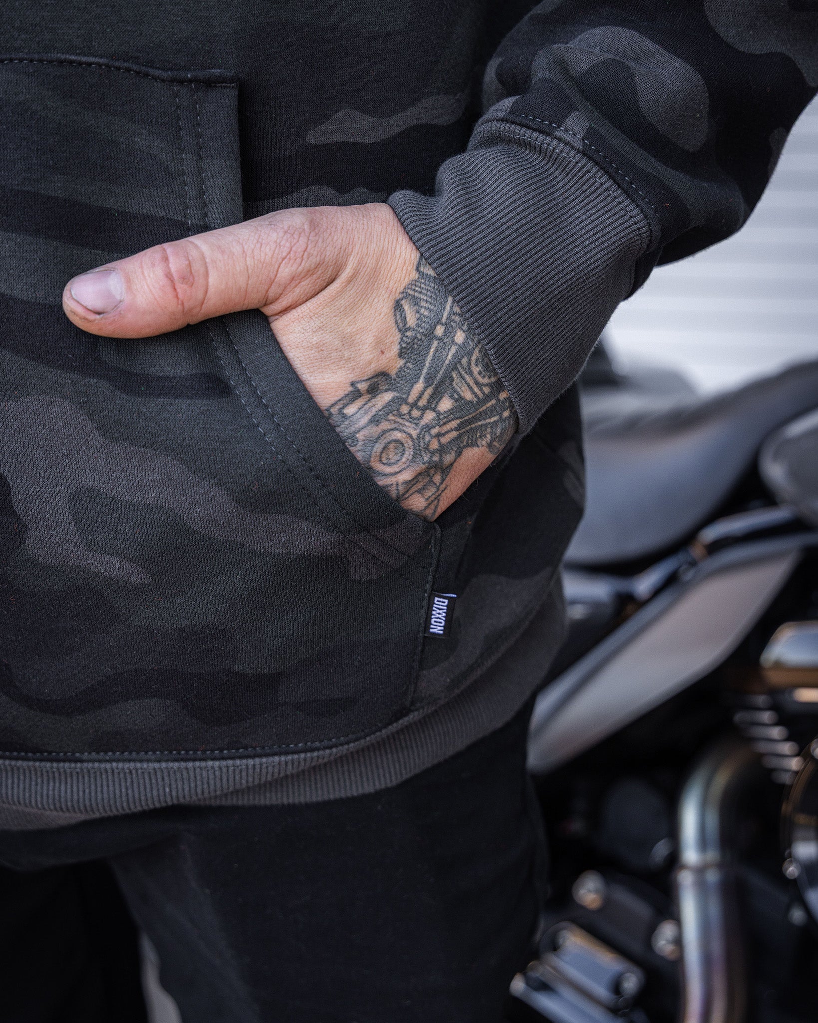 White Working Class Pullover Hoodie - Black Camo - Image 6