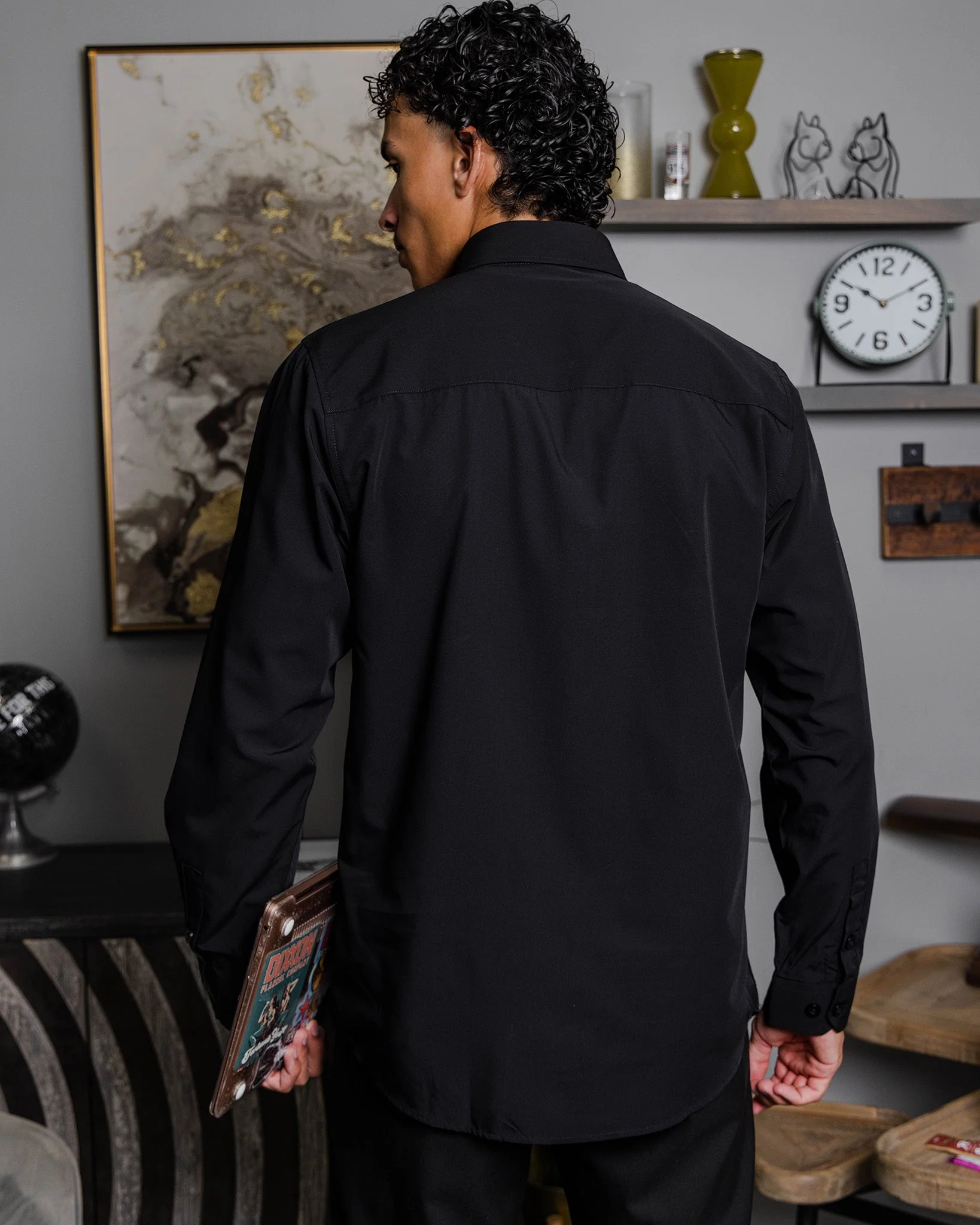 Bamboo Long Sleeve Dress Shirt 2.0 - Black - Image 3