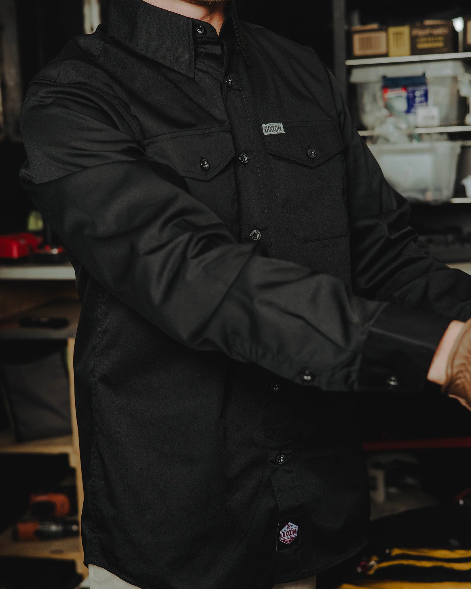 Wholesale PRE-BOOK: WorkForce Long Sleeve Work Shirt - Black - Image 4