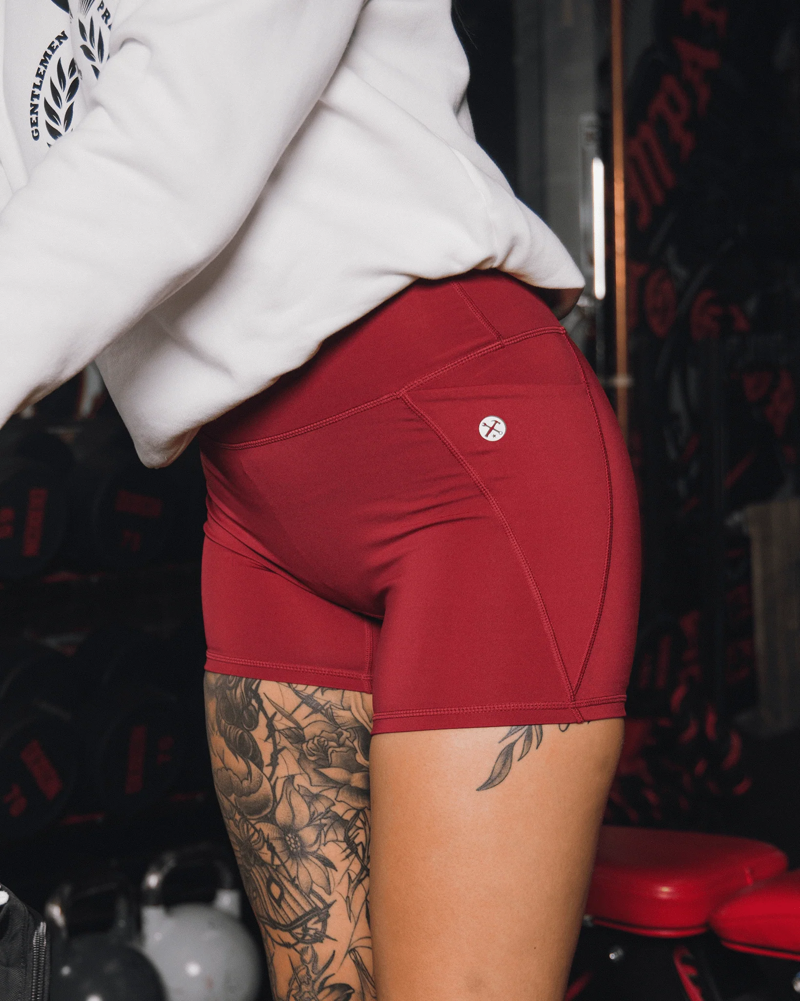 Women's 4" Biker Shorts - Maroon - Image 3