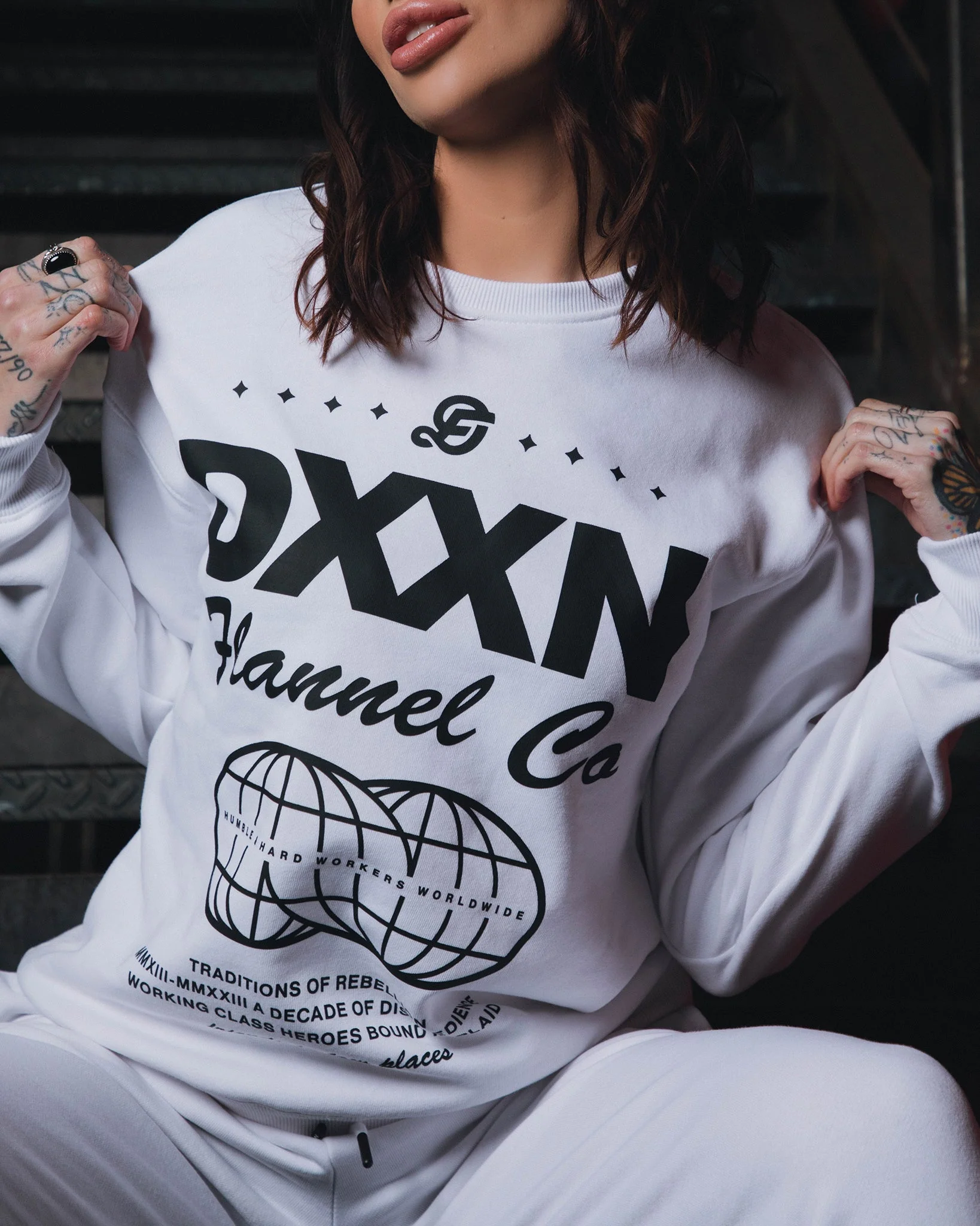 Women's Black Tech Crewneck Sweatshirt - White - Image 2