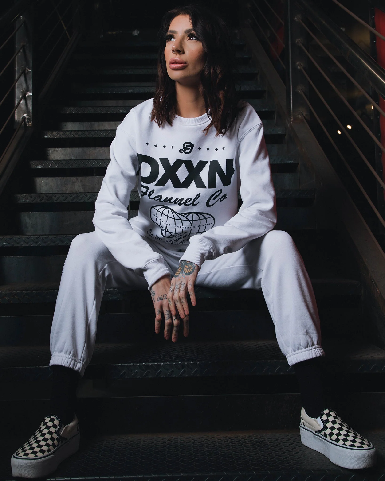Women's Black Tech Crewneck Sweatshirt - White - Image 3