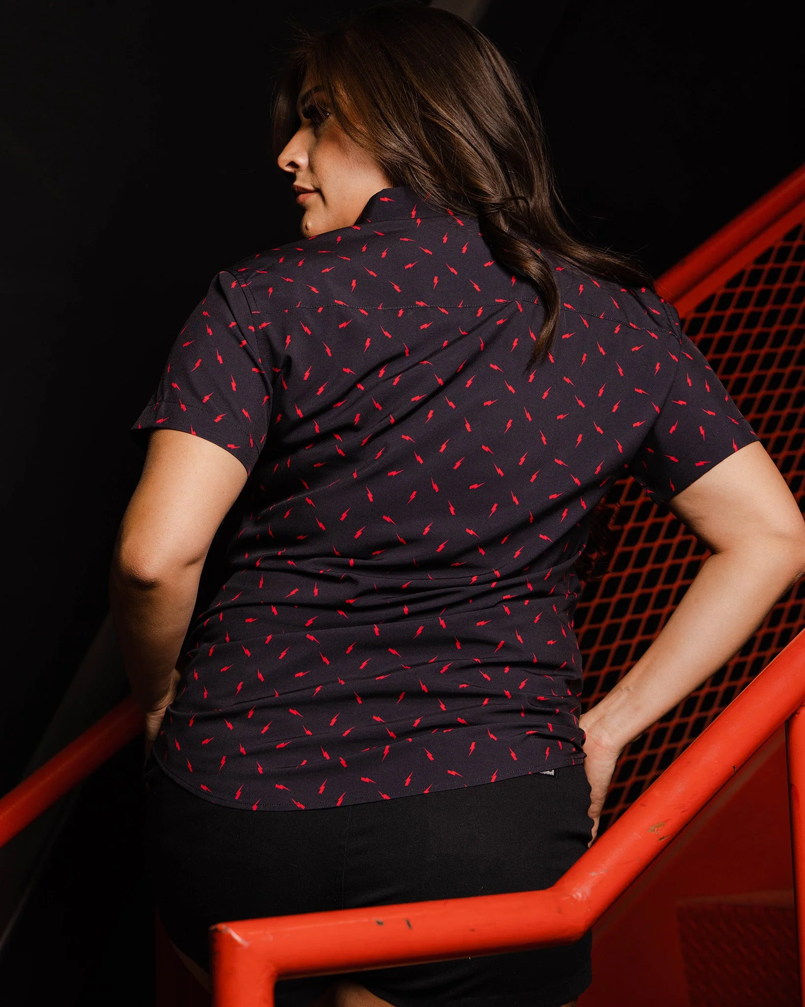 Women's Bolt Party Shirt - Black & Red - Image 3
