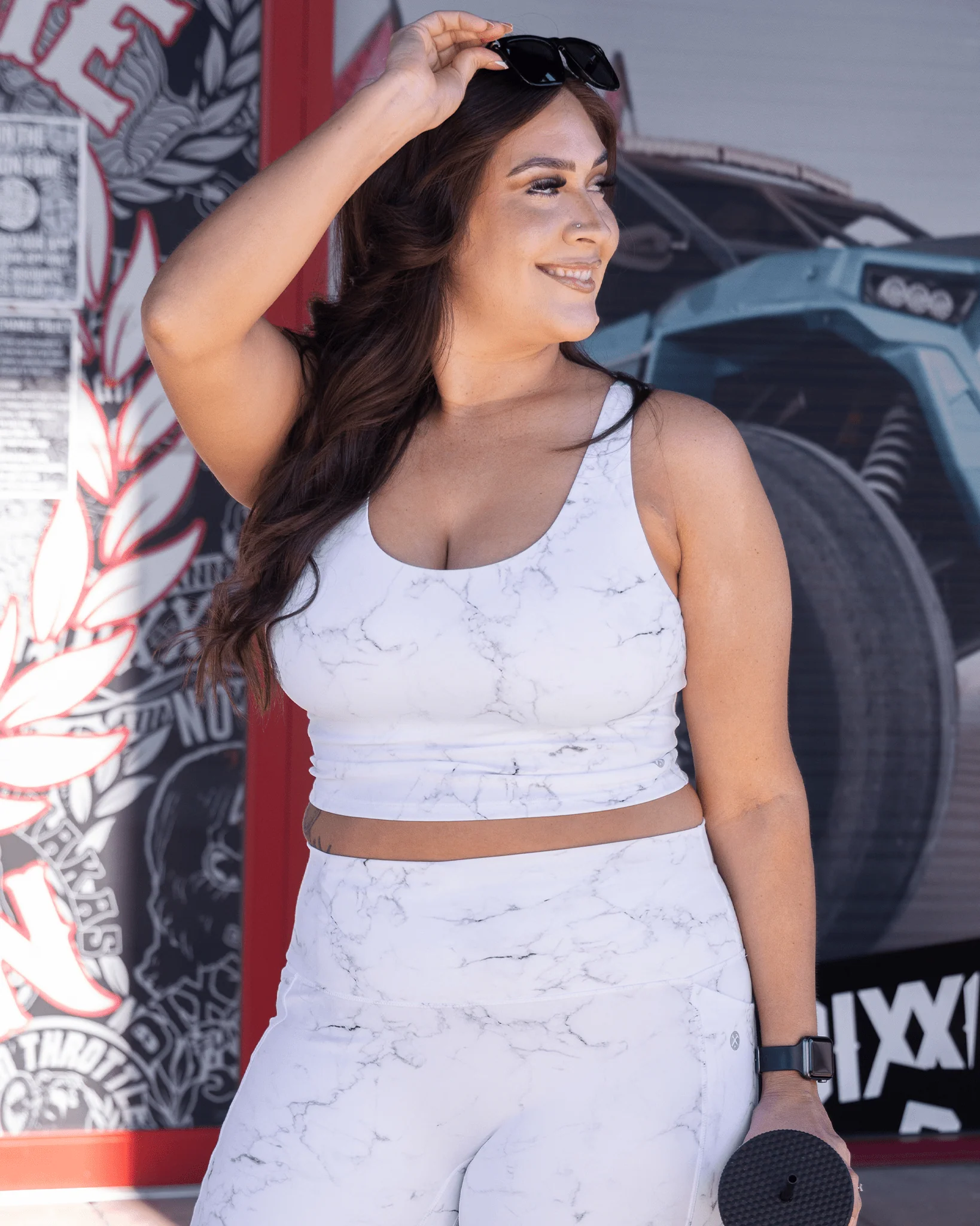 Women's Classic Crop Top - White Marble - Image 6