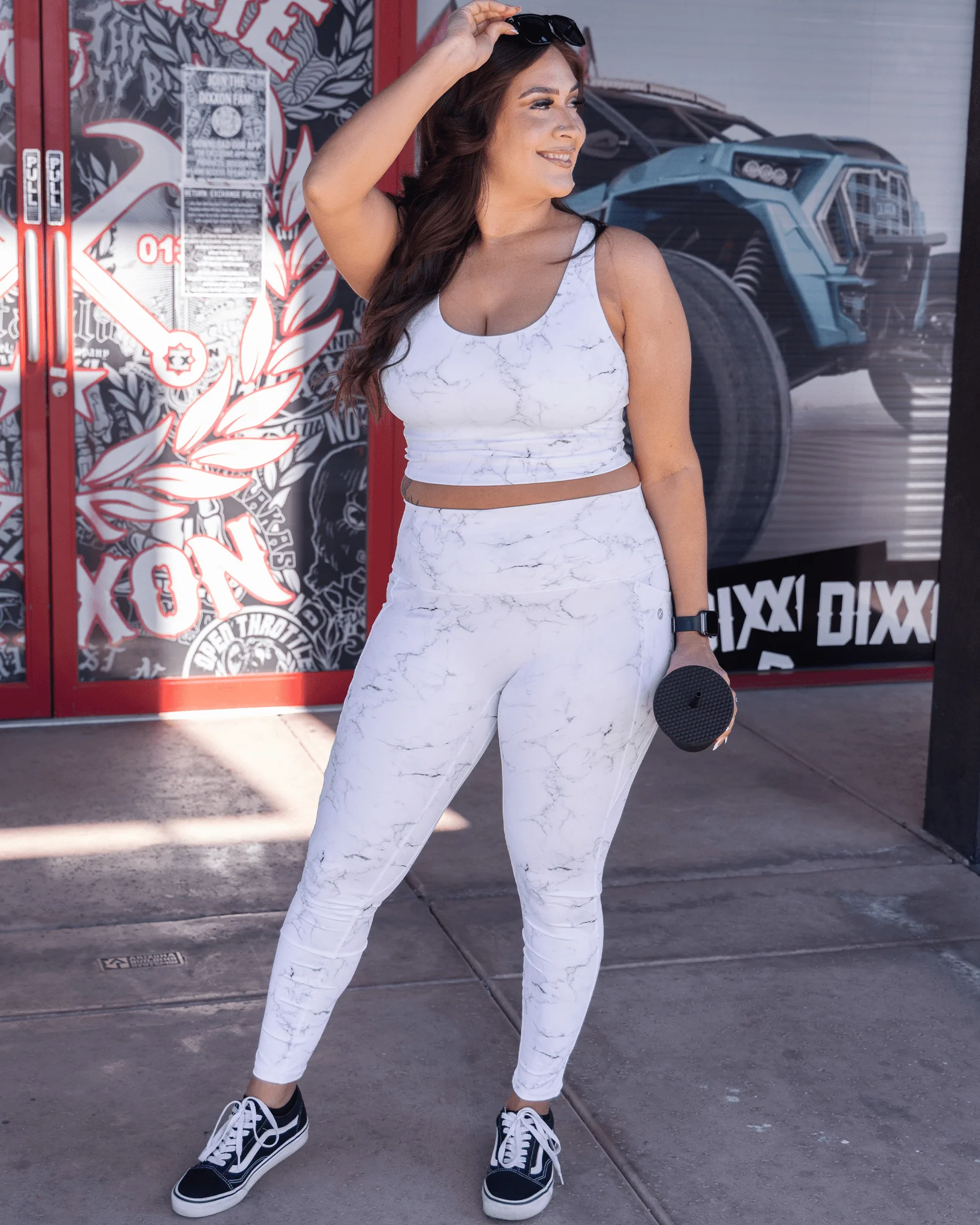 Women's Classic Crop Top - White Marble - Image 9