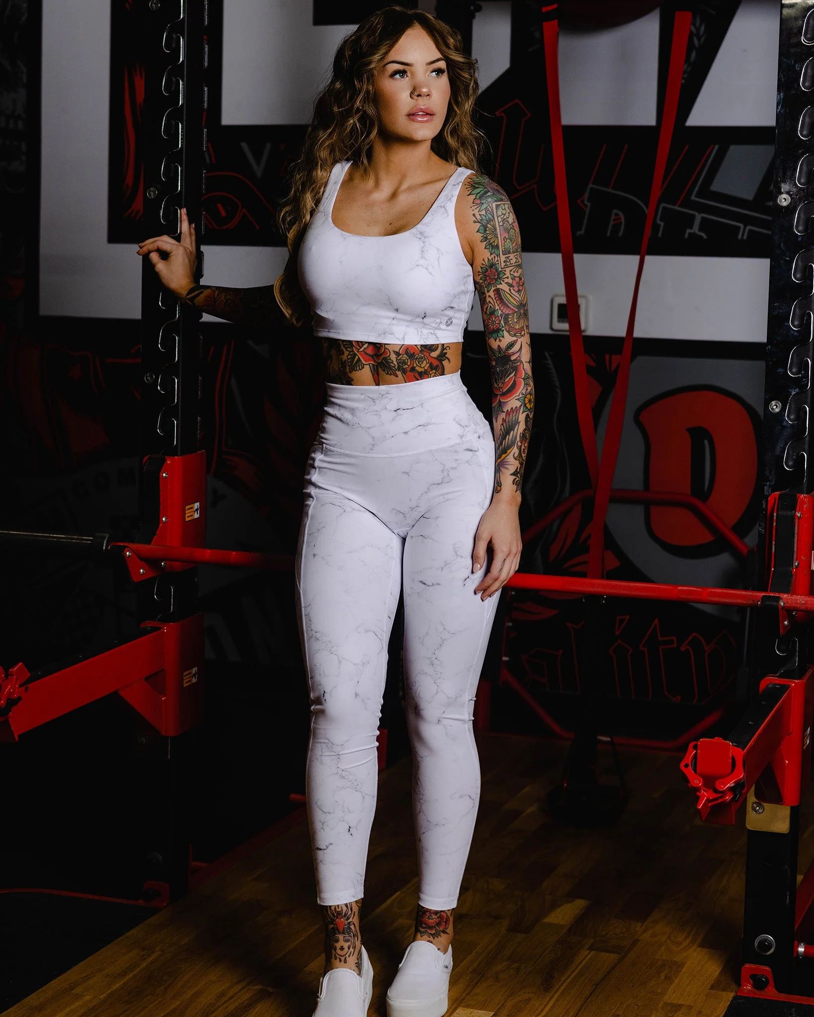 Women's Classic Sports Bra - White Marble