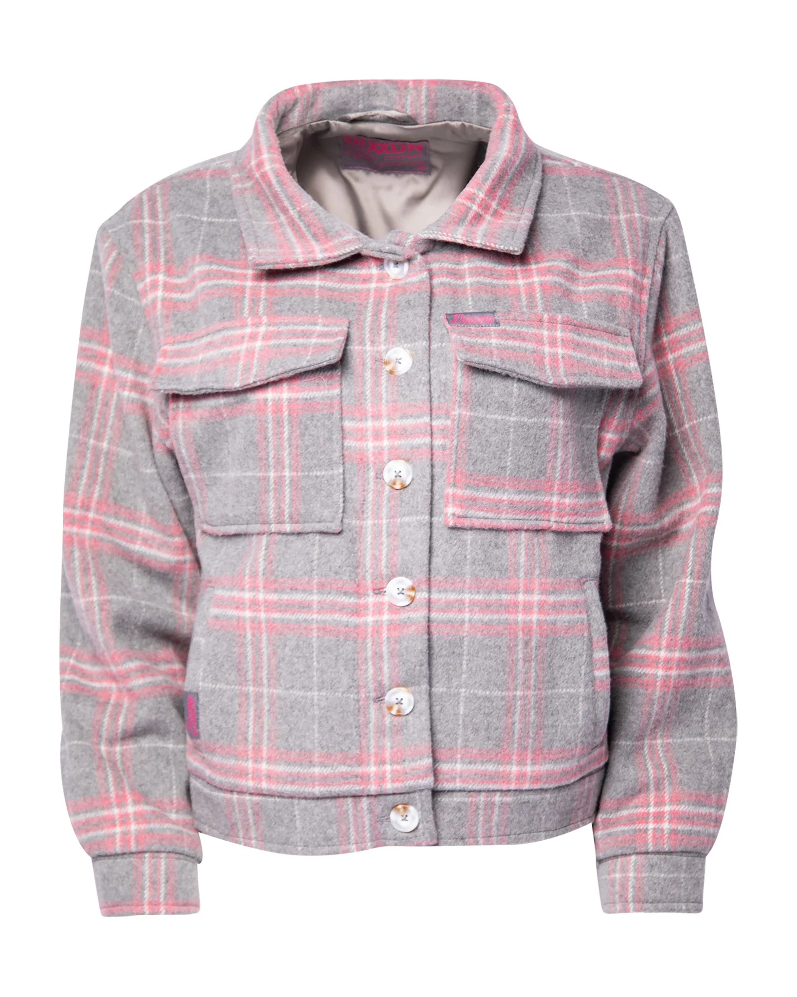 Women's Cropped Shacket - Gray & Pink - Image 2