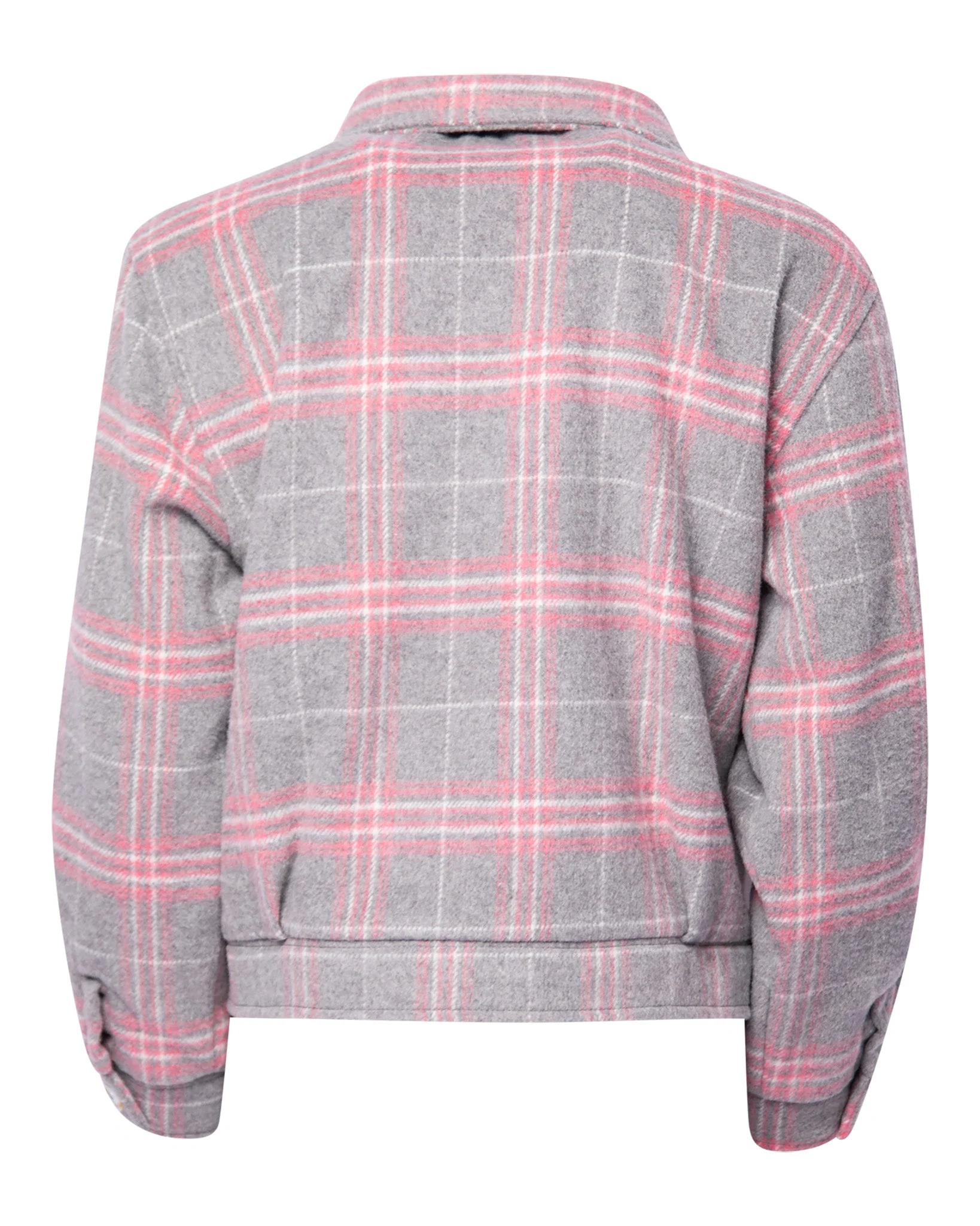 Women's Cropped Shacket - Gray & Pink - Image 3