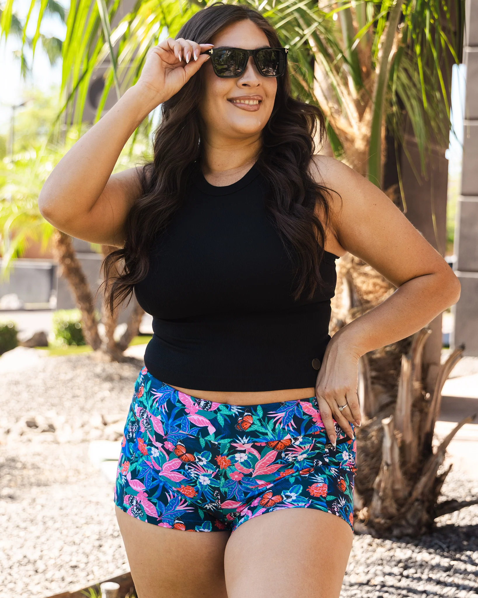 Women's Crossover Swim Shorts - Floral - Image 12