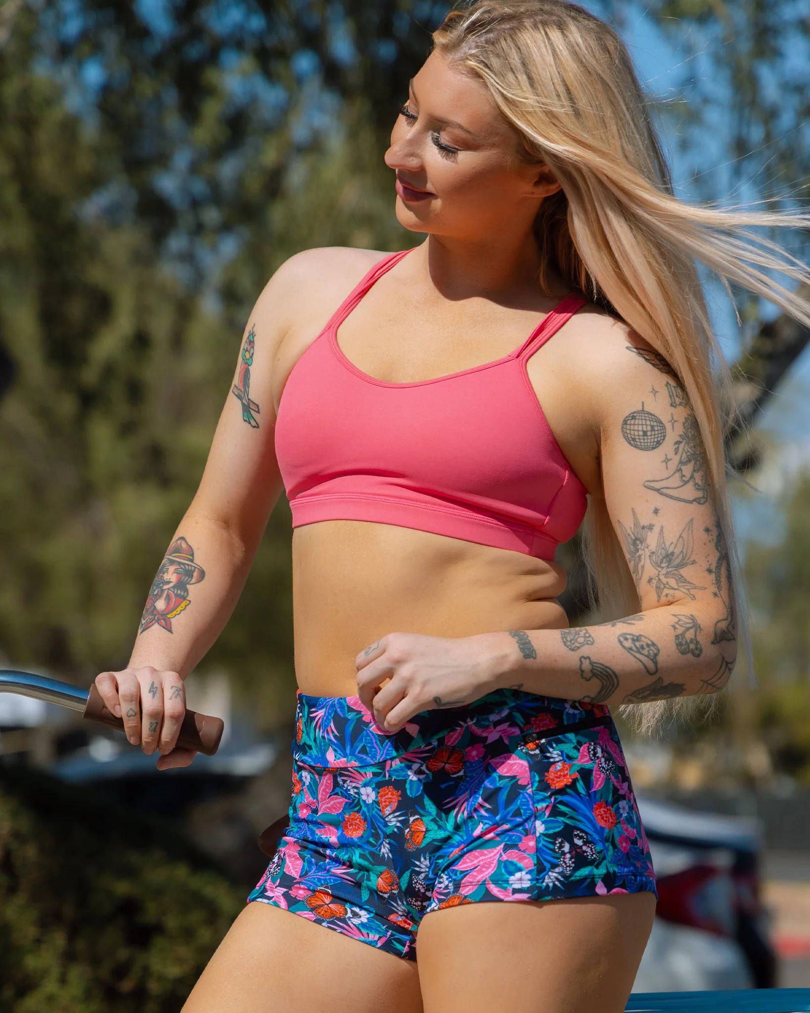 Women's Crossover Swim Shorts - Floral - Image 13