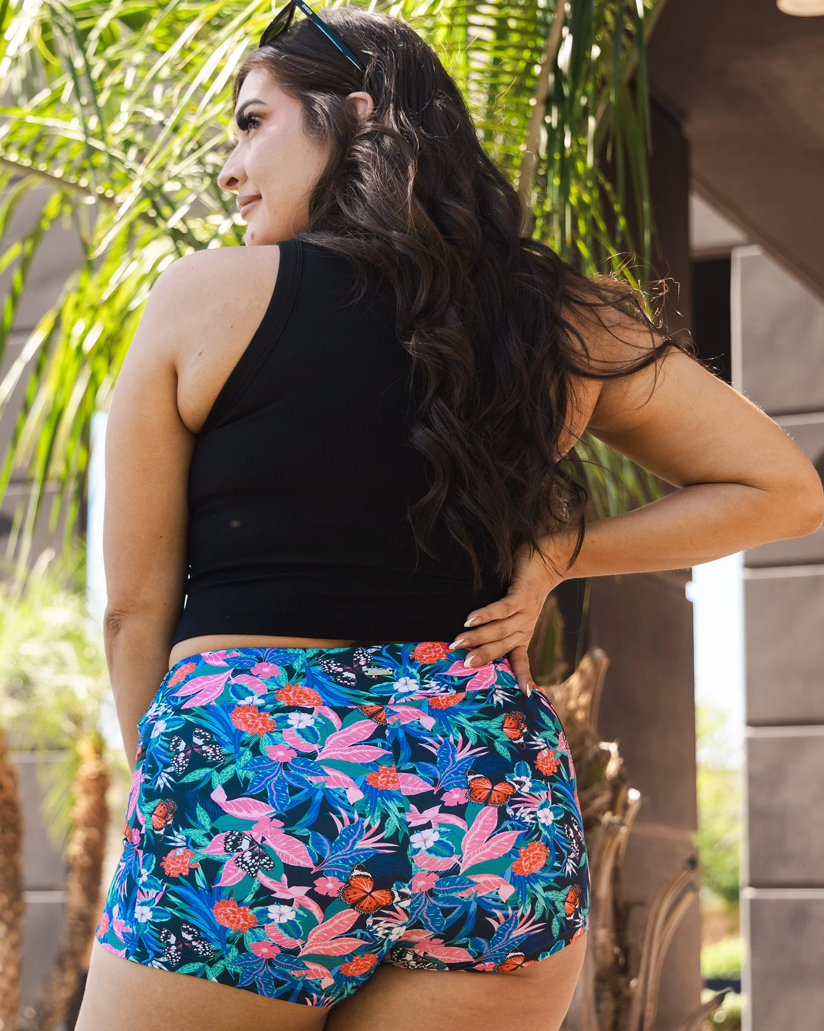 Women's Crossover Swim Shorts - Floral - Image 9