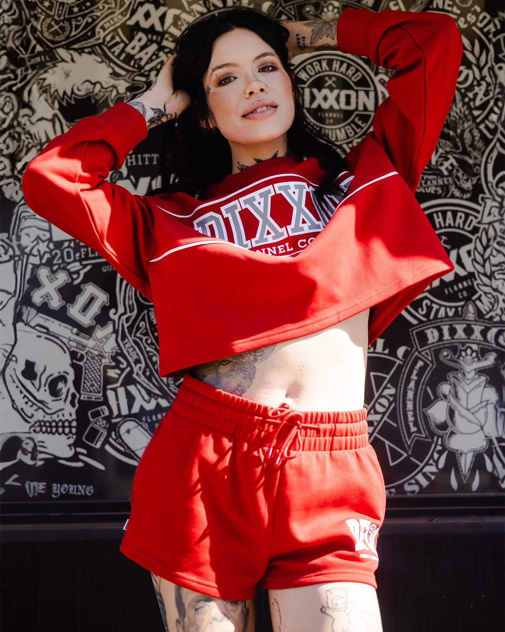 Women's DFCO Sweat Shorts - Red - Image 2
