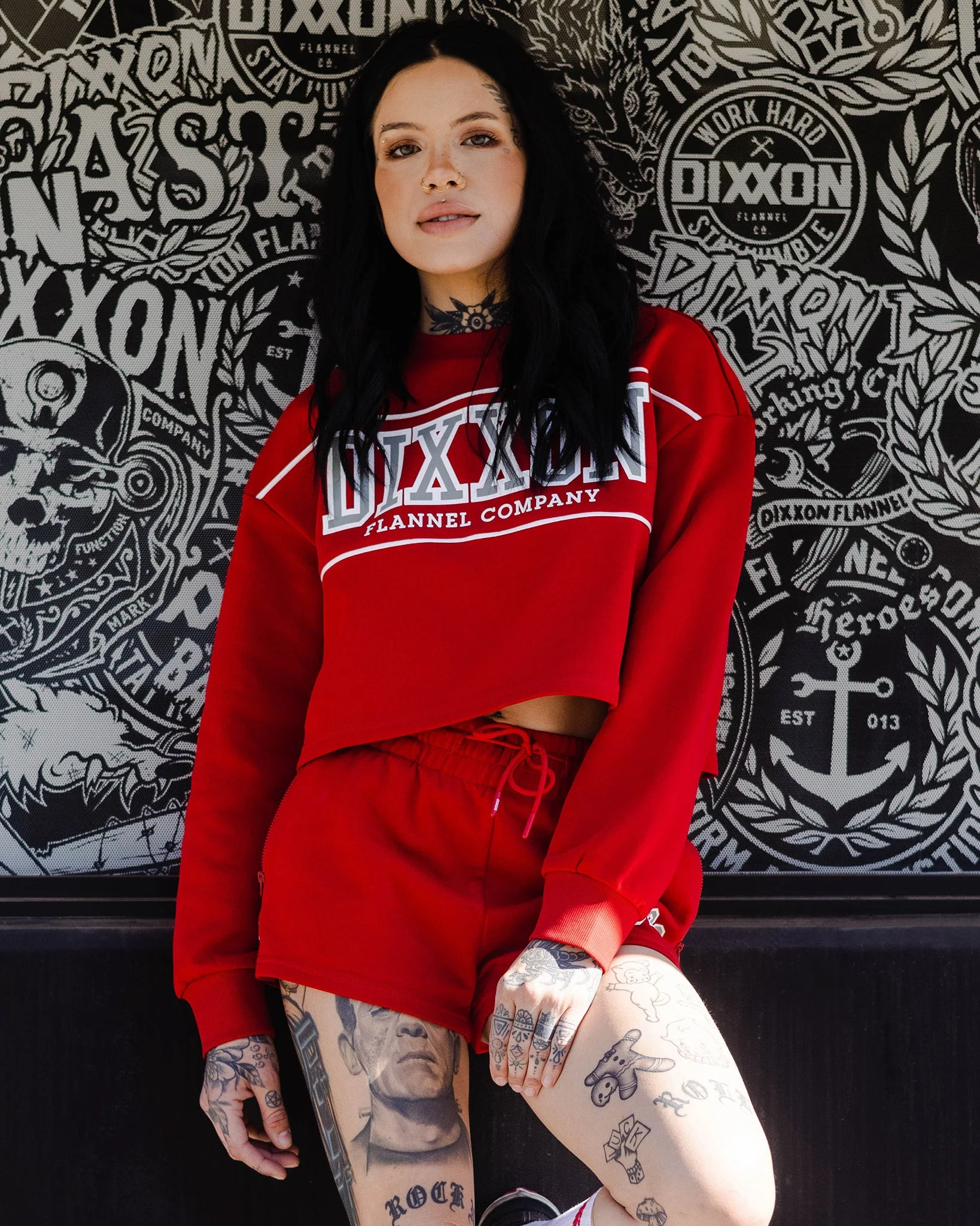 Women's DFCO Sweat Shorts - Red - Image 4