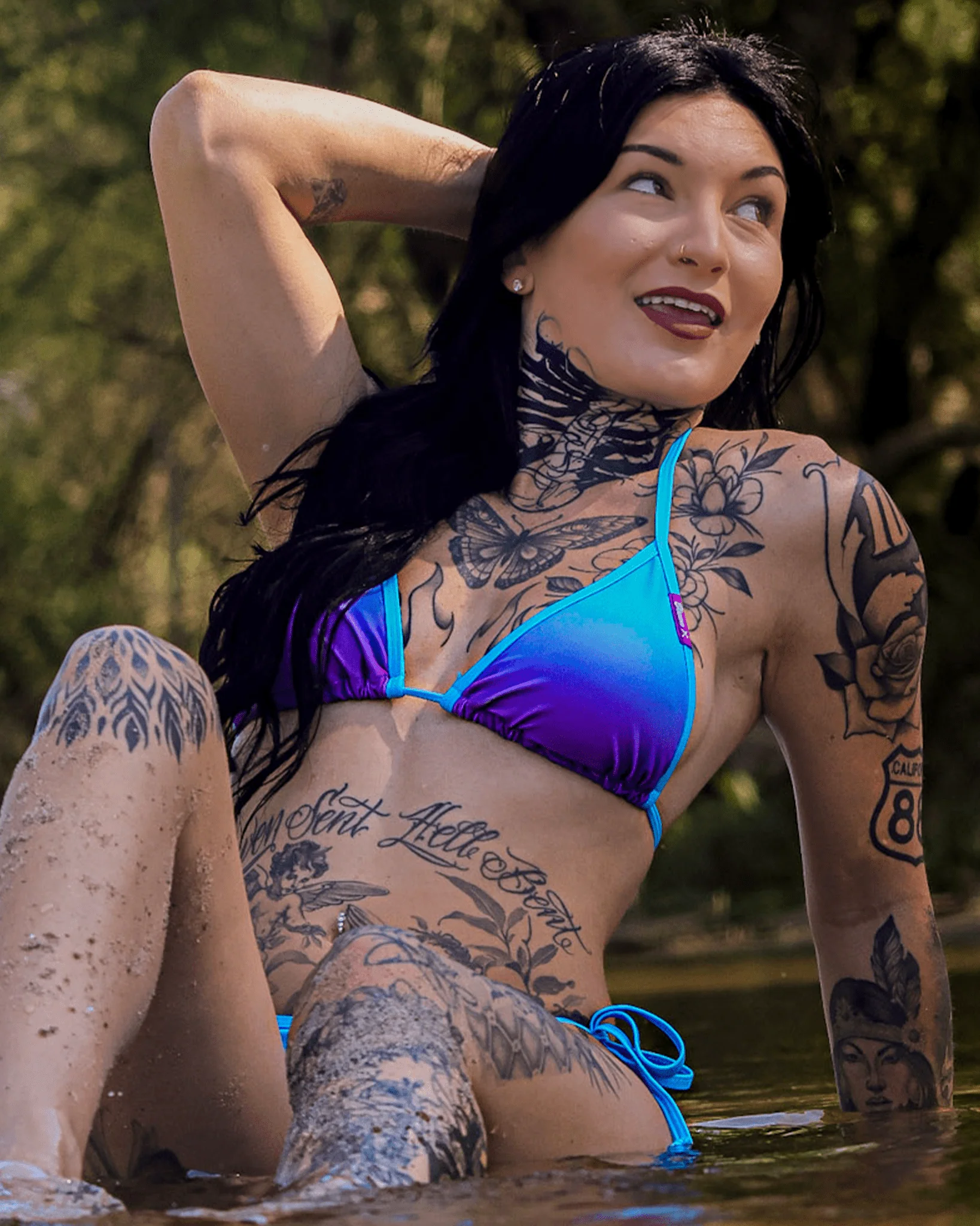 Women's Fader String Bikini Top - Purple & Turquoise - Image 11
