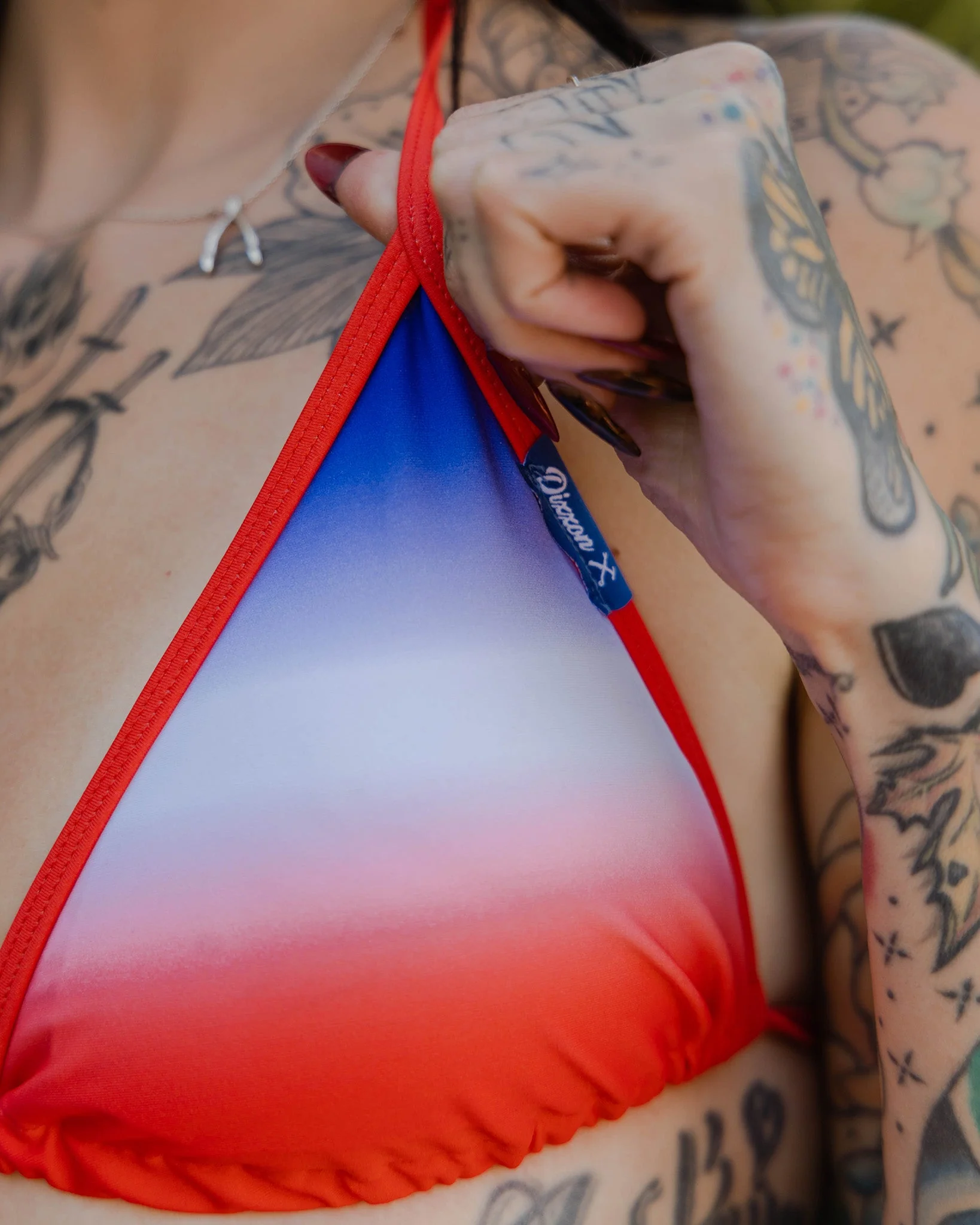 Women's Fader String Bikini Top - Red, White, & Blue - Image 3