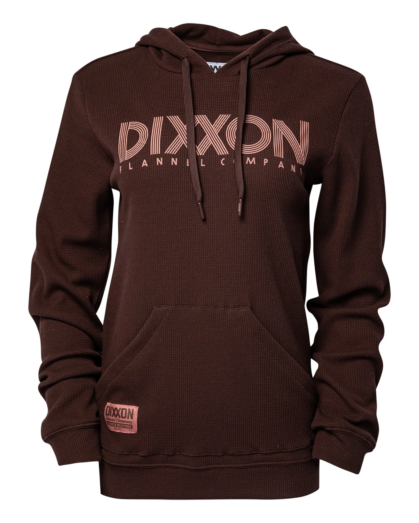 Women's Graphic Waffle Knit Pullover Hoodie - Brown - Image 2