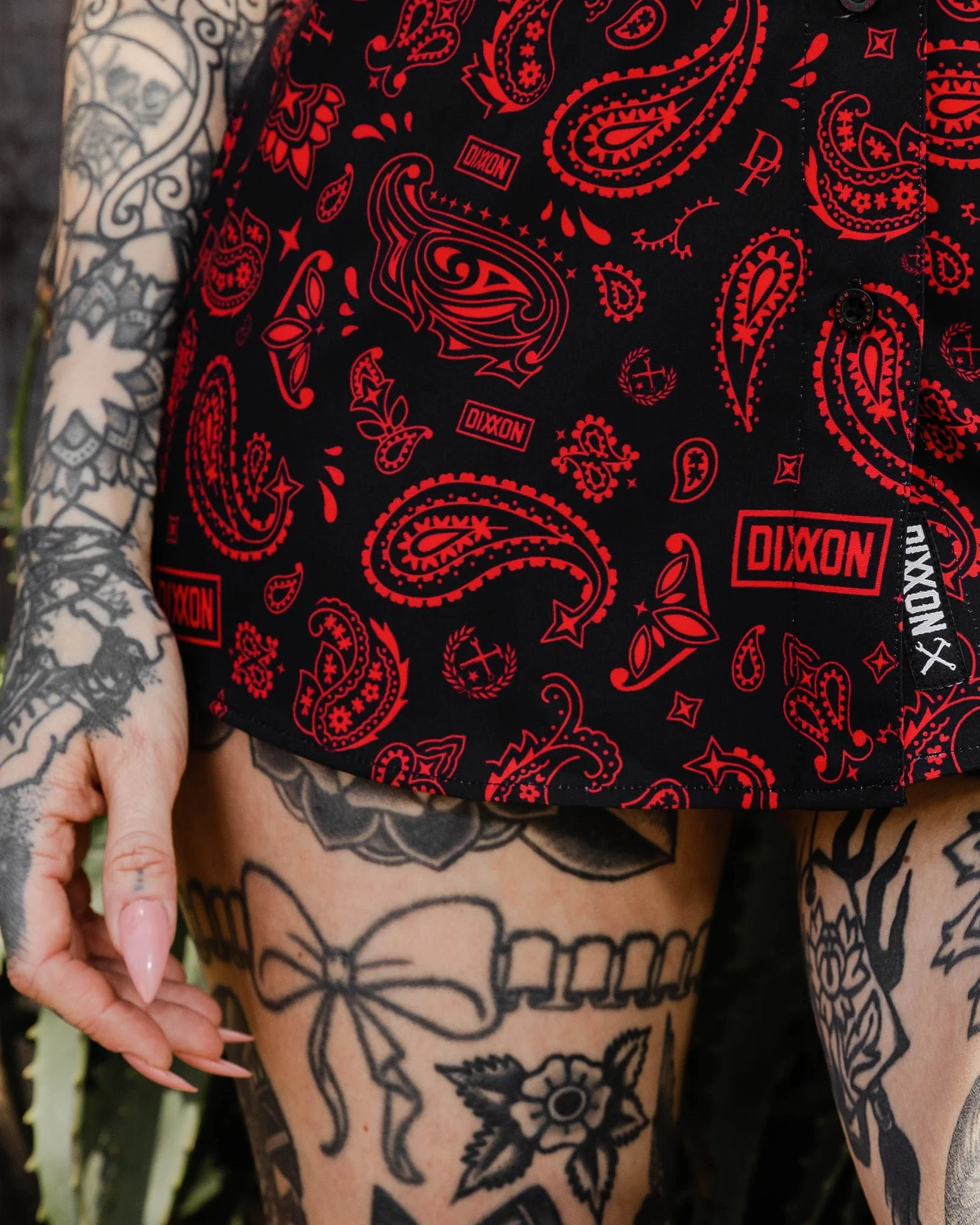 Women's Hankie Party Shirt - Black & Red - Image 4
