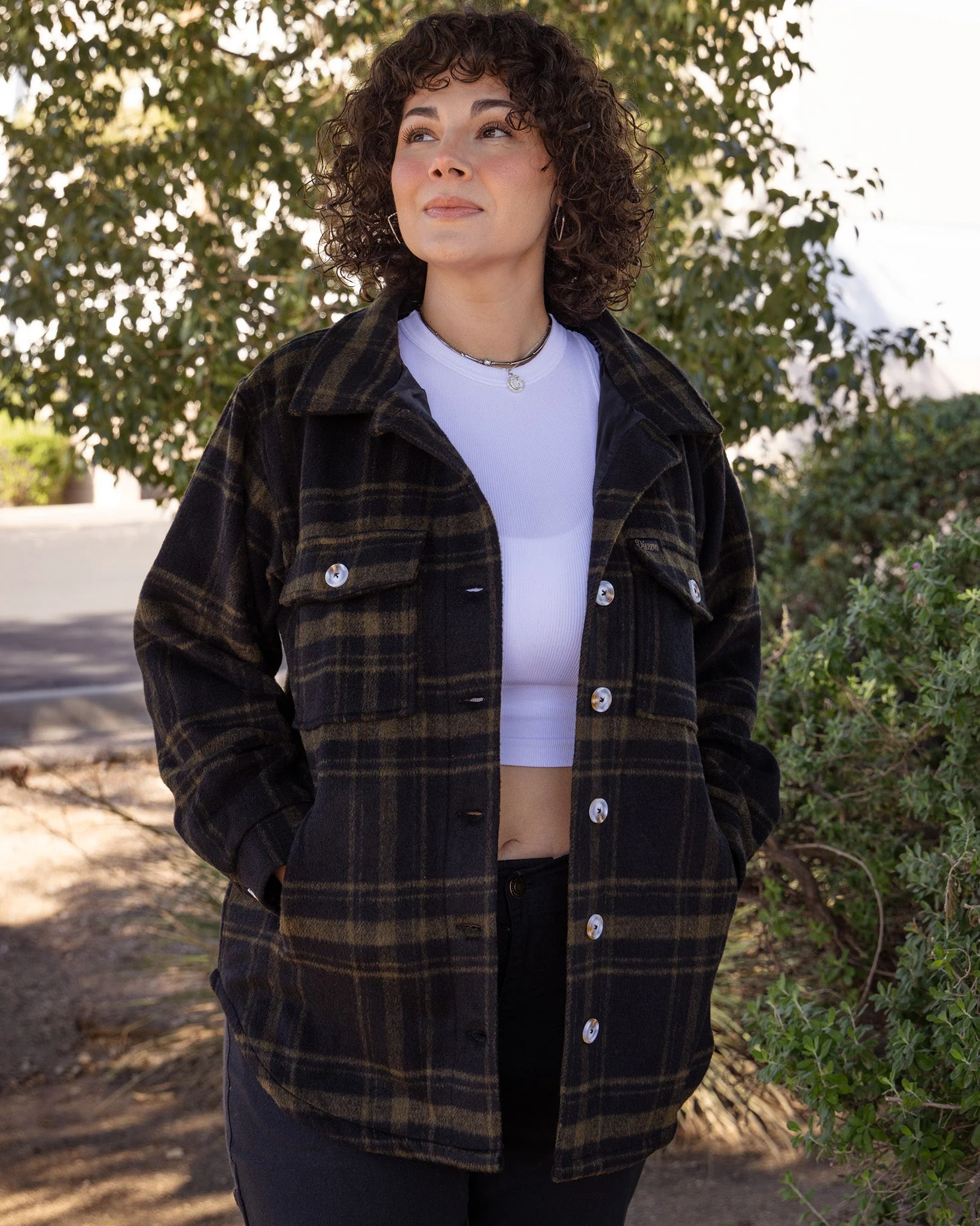 Women's Long Shacket - Brown & Black - Image 8