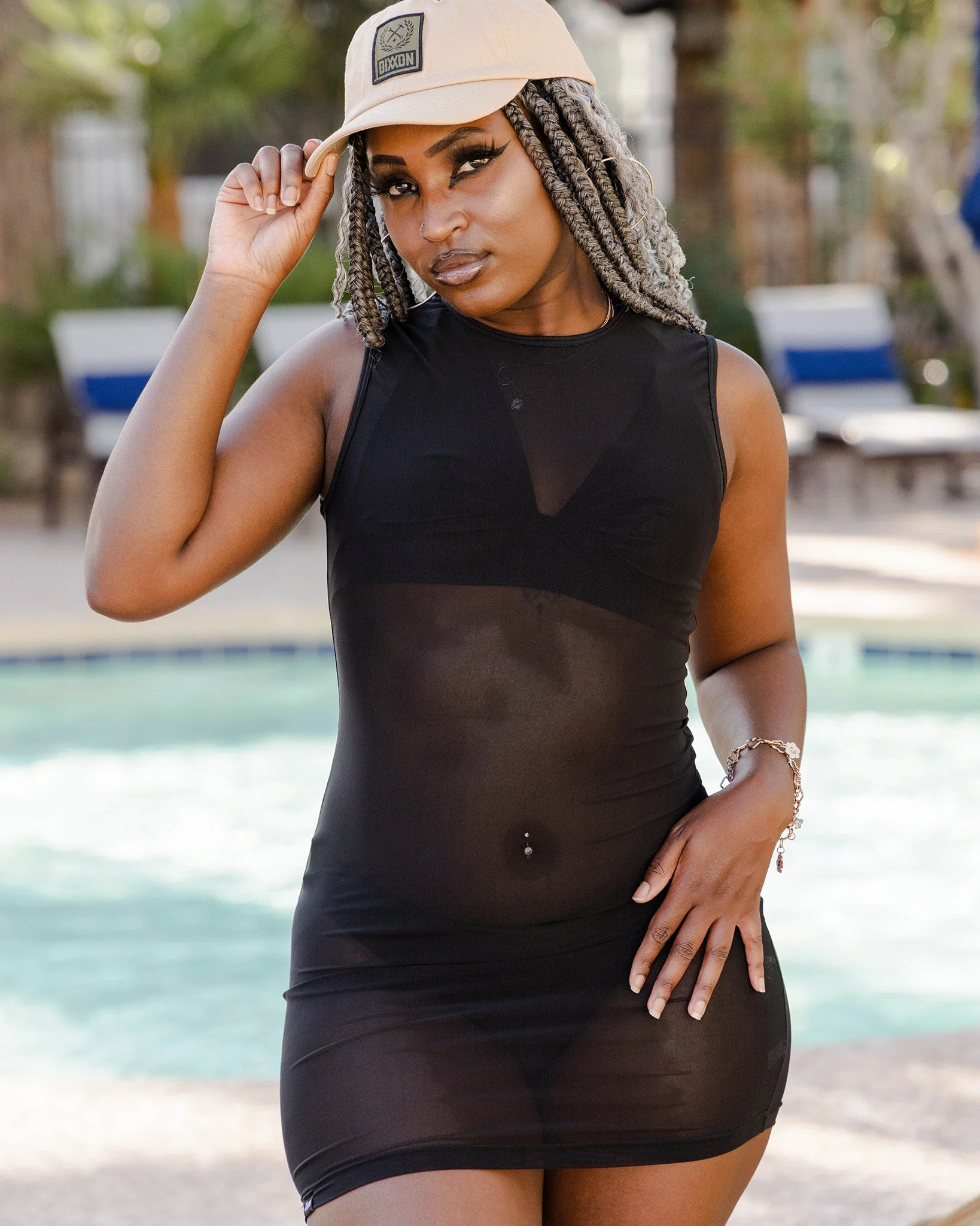 Women's Mesh Cover Up Dress - Black - Image 4