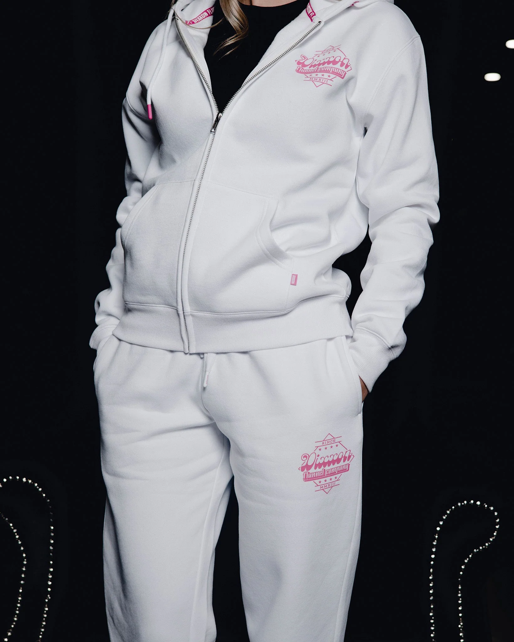 Women's Pink Stardust Sweatpants - White - Image 4