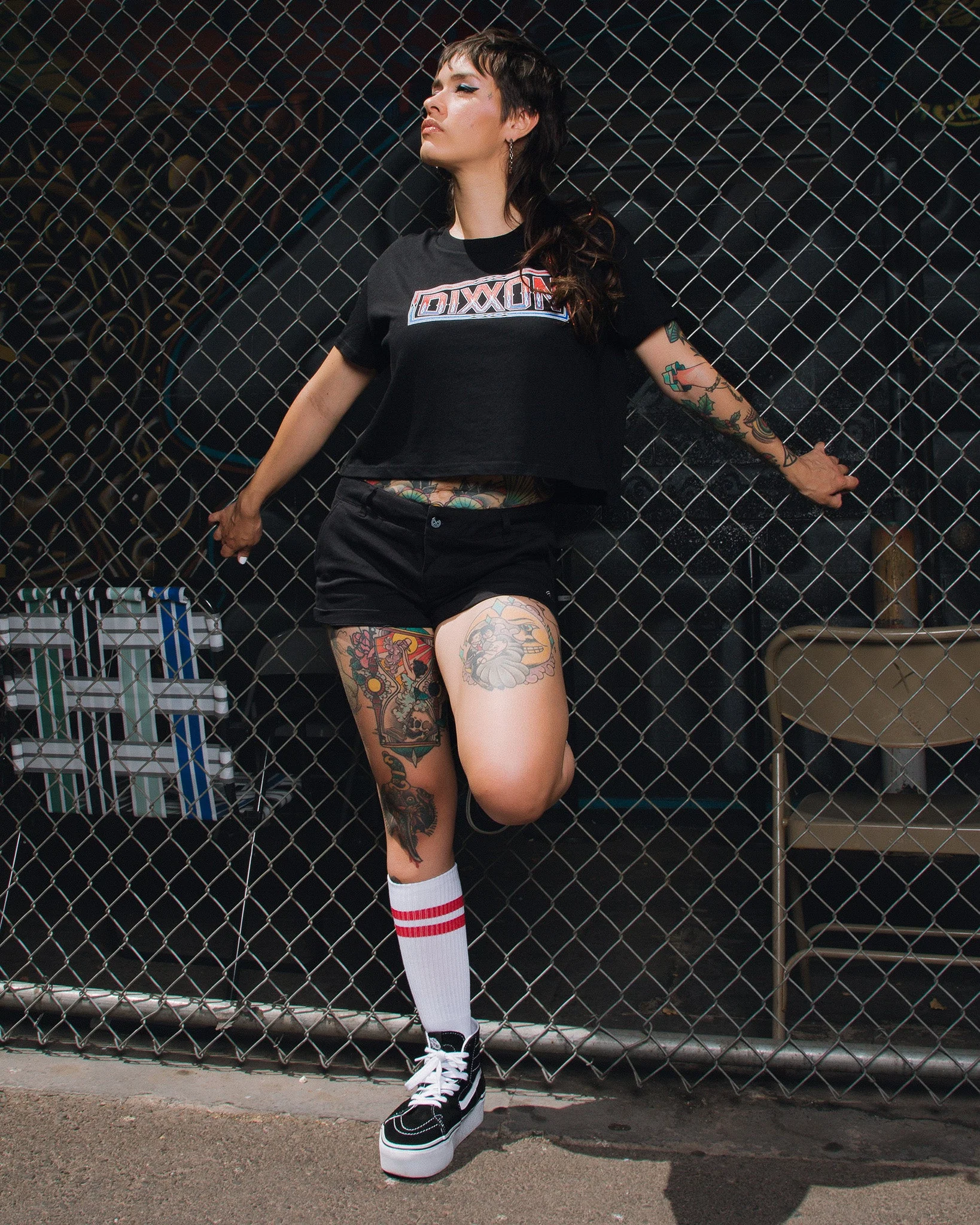 Women's Pinstripe Crop Top - Red, White, & Blue - Image 3