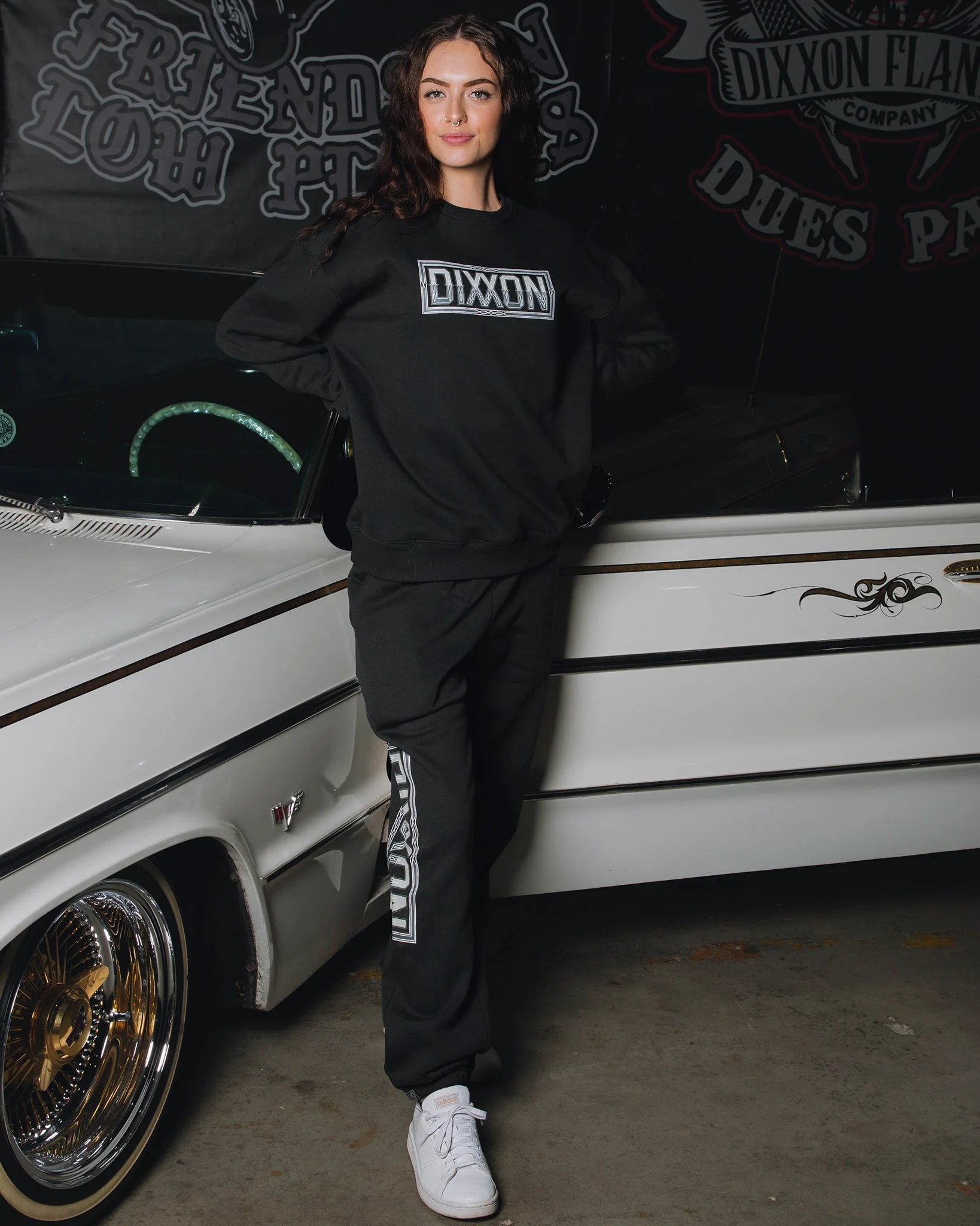 Women's Pinstripe Sweatpants - Black & Gray - Image 3