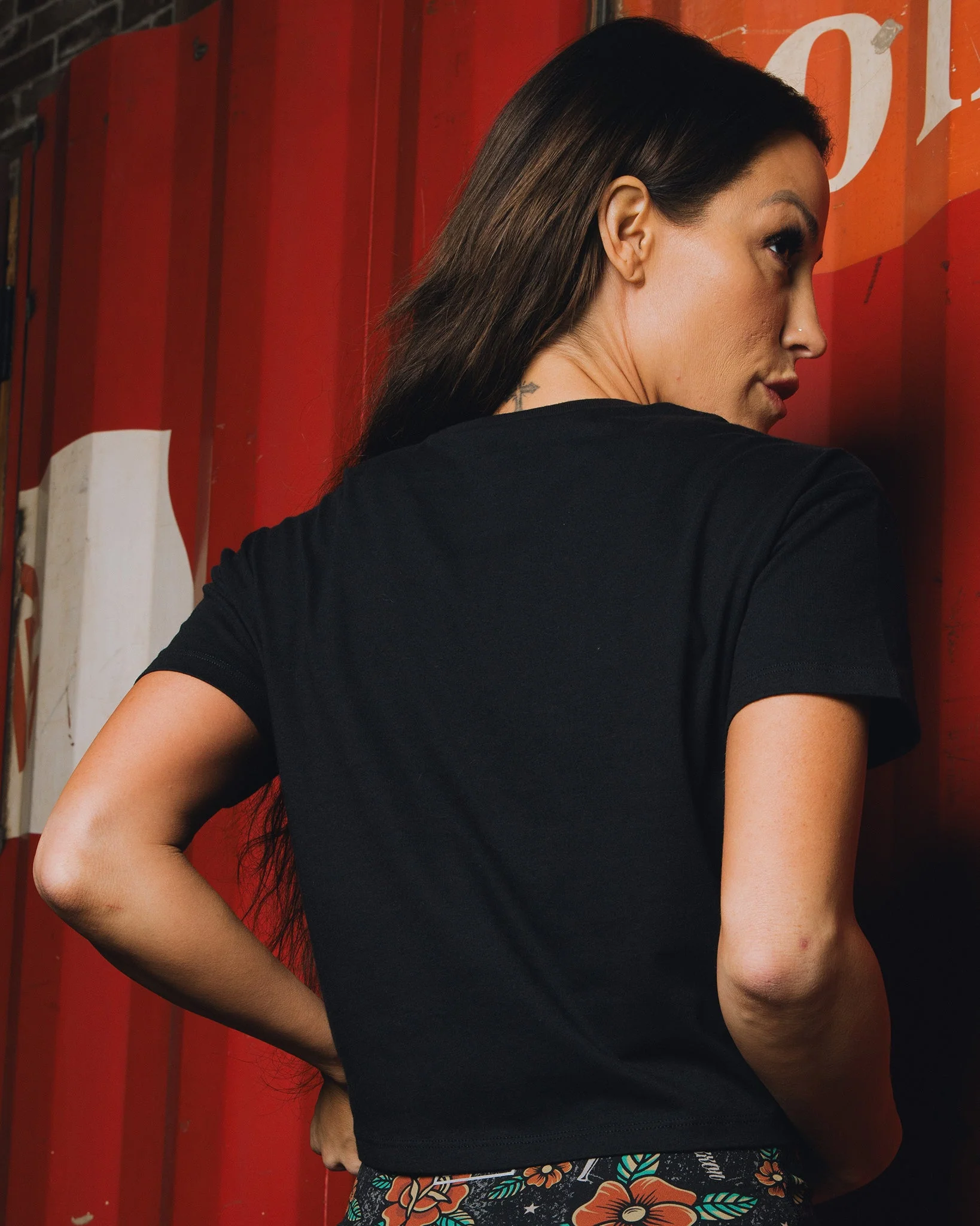Women's Red Classic Logo Crop Top - Black - Image 3