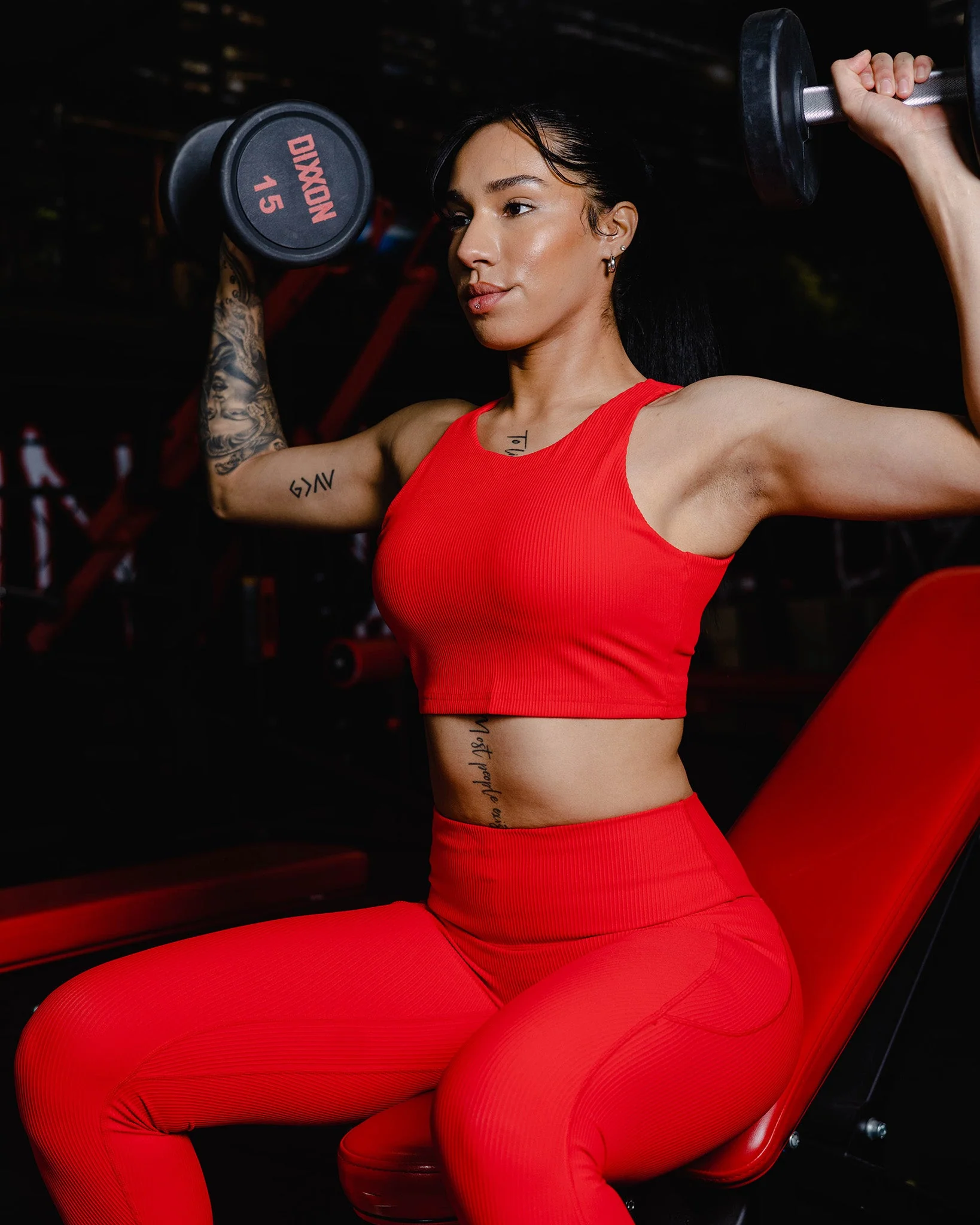Women's Ribbed Crop Top - Red - Image 4