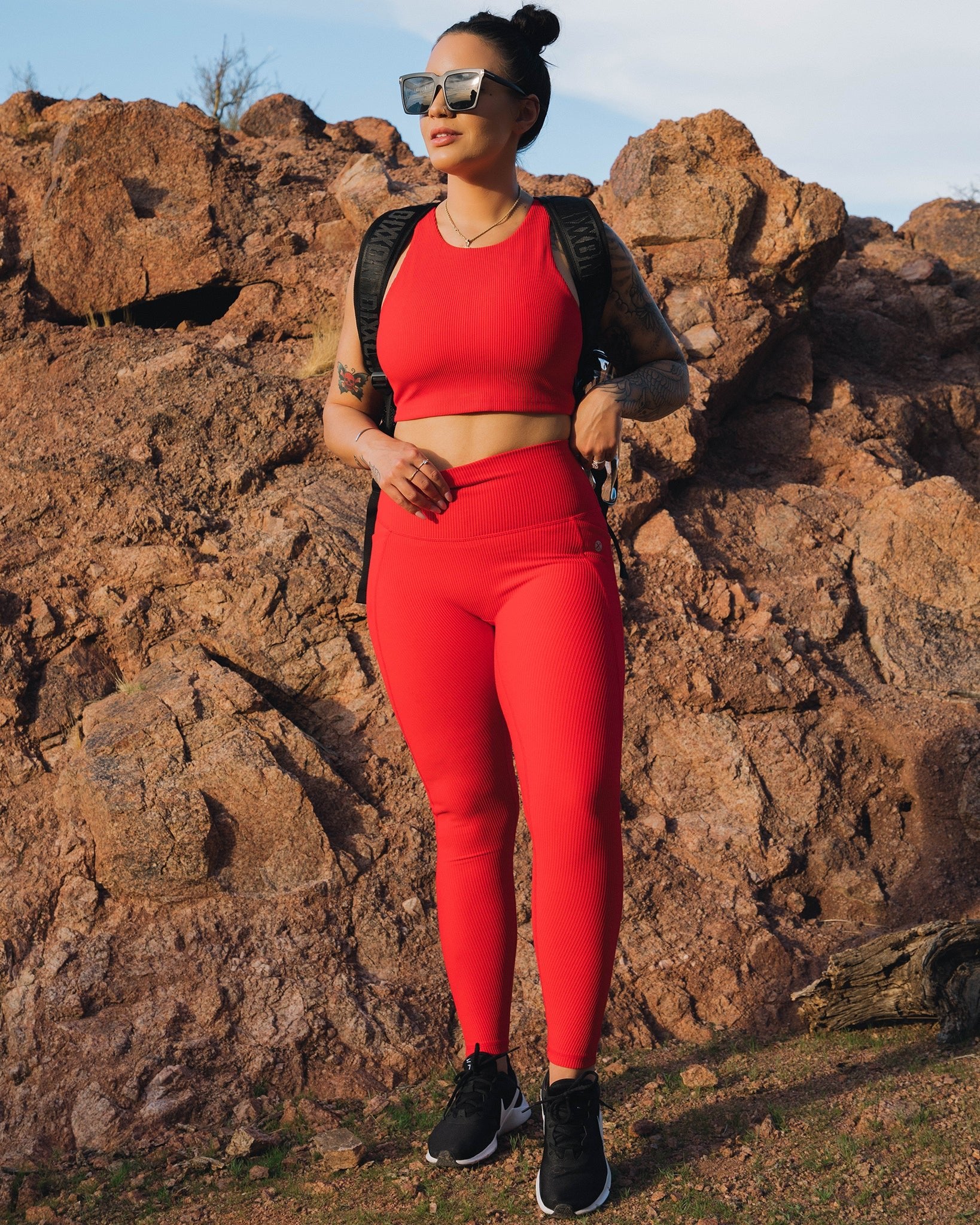Women's Ribbed Crop Top - Red - Image 8