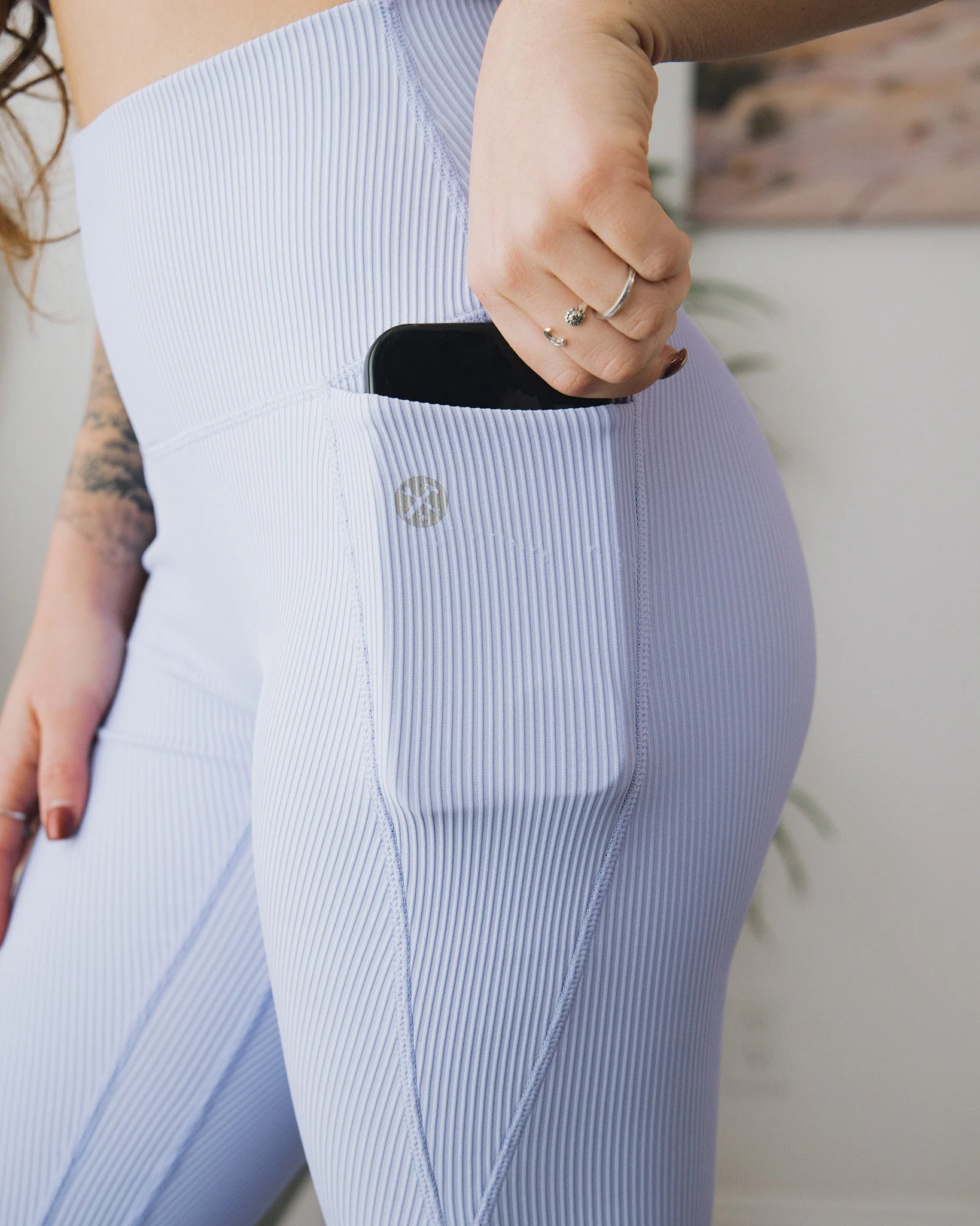 Women's Ribbed Leggings - Lavender - Image 3