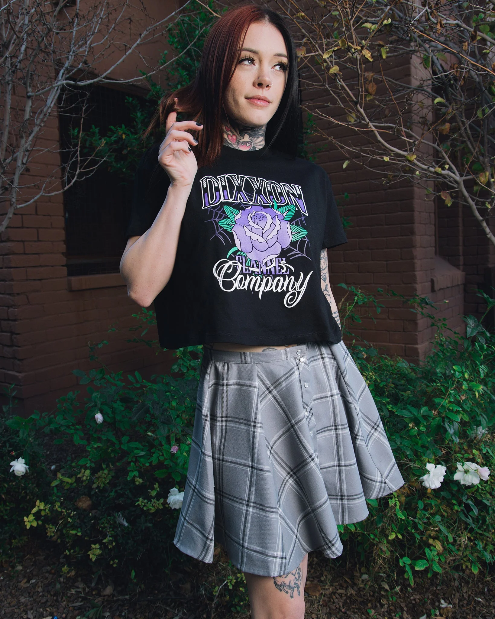 Women's Rose Crop Top - Black - Image 3