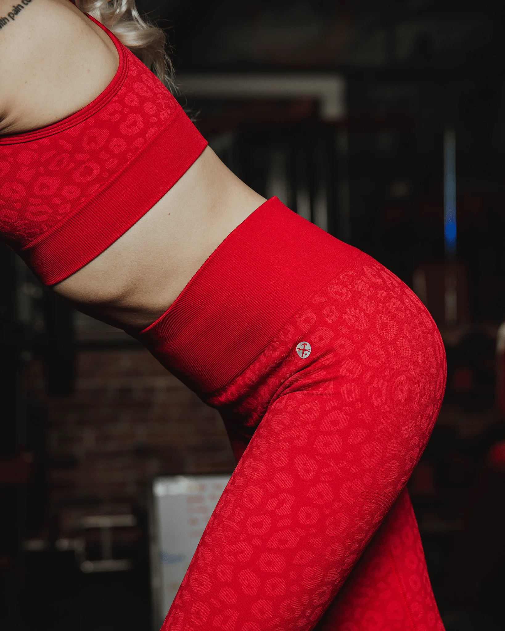 Women's Seamless Leggings - Red Leopard - Image 3