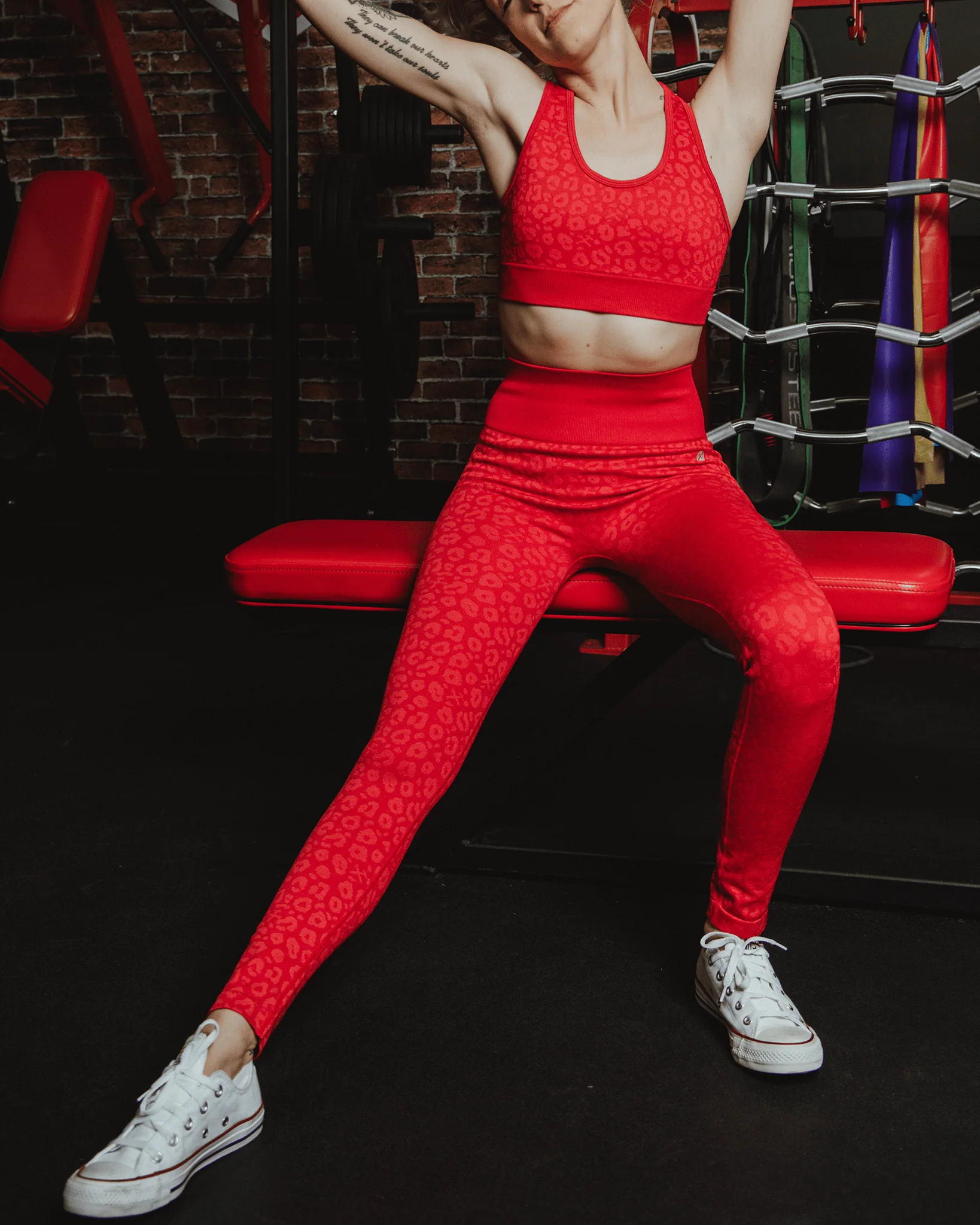 Women's Seamless Leggings - Red Leopard - Image 4