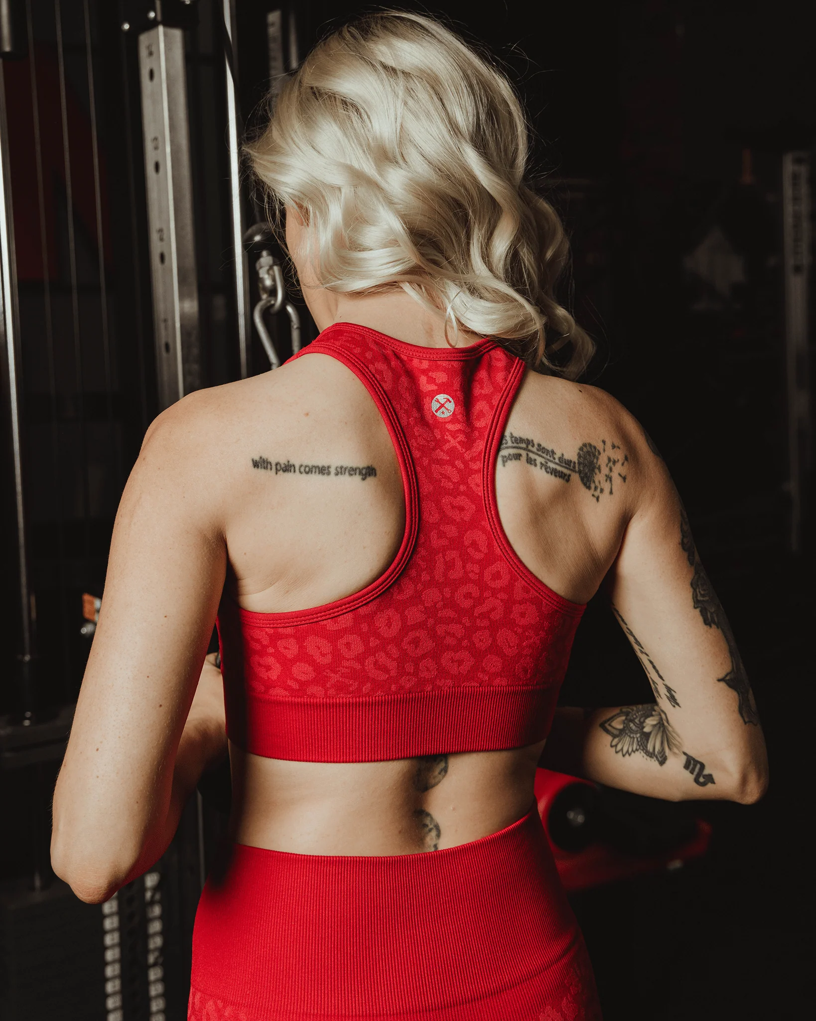 Women's Seamless Sports Bra - Red Leopard - Image 2