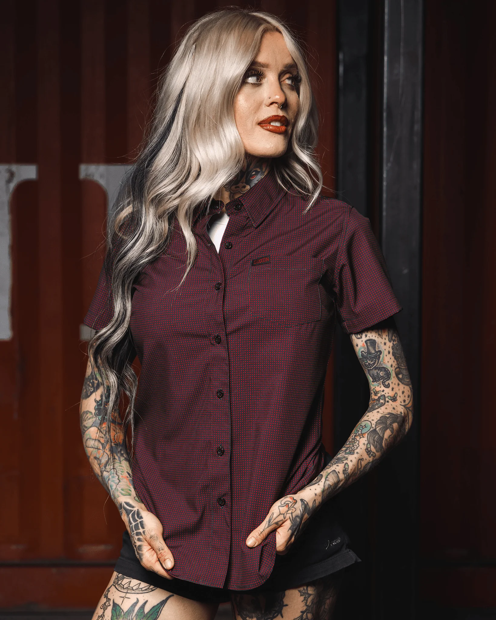 Women's Simple Mind Party Shirt - Black & Red - Image 5