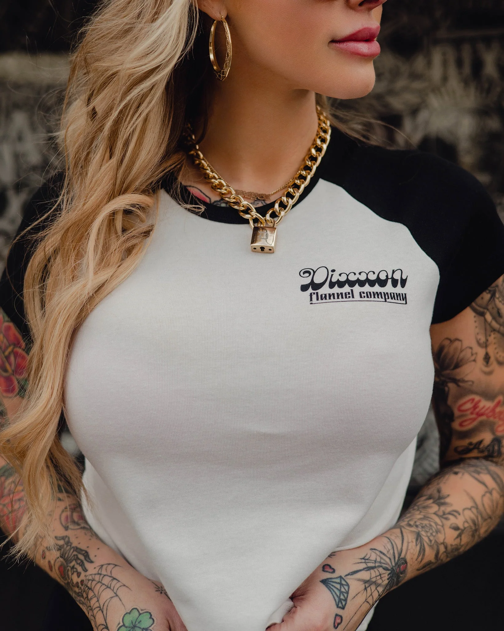 Women's Stardust Raglan Tee - White & Black - Image 2