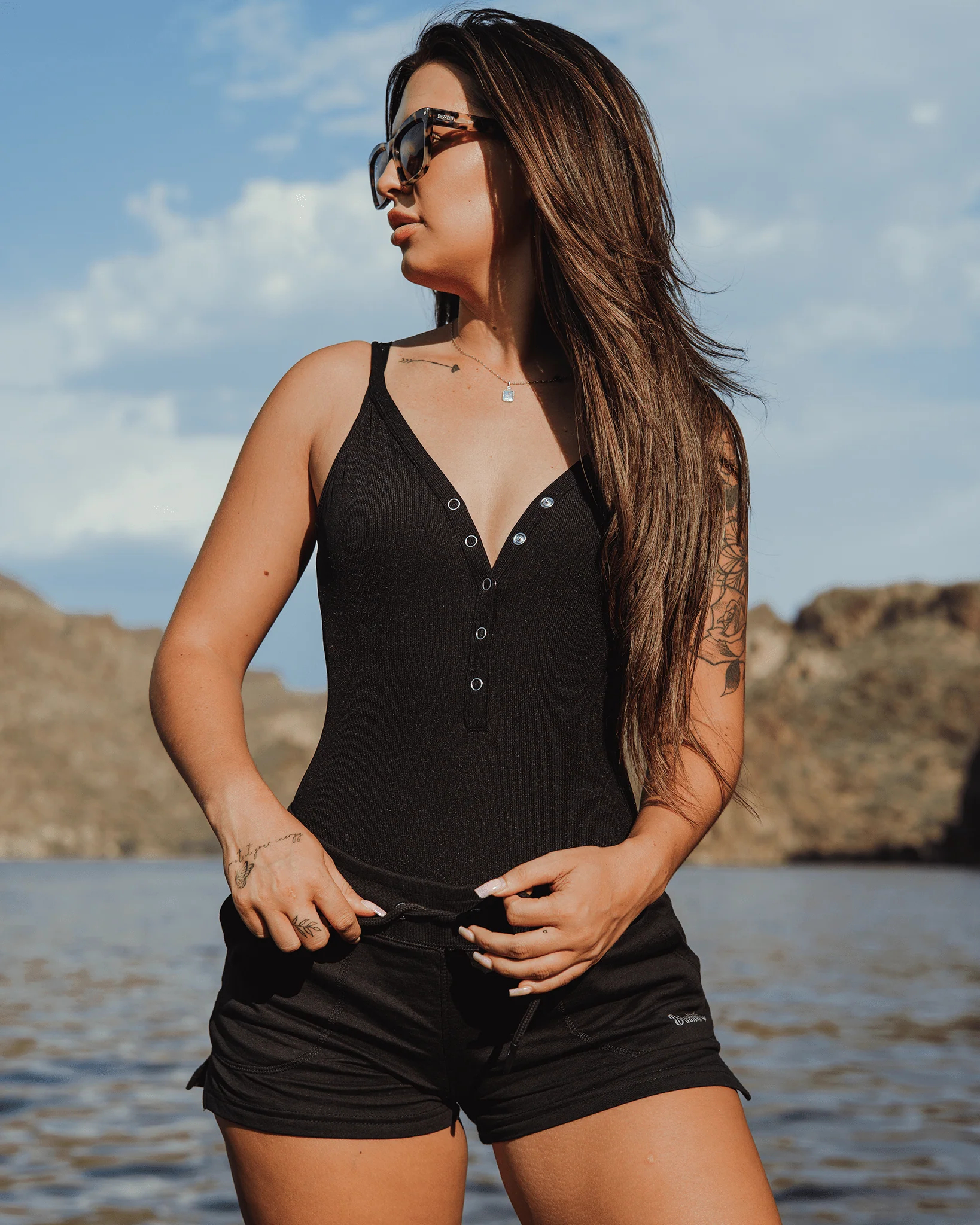 Women's Terry Shorts - Black - Image 4