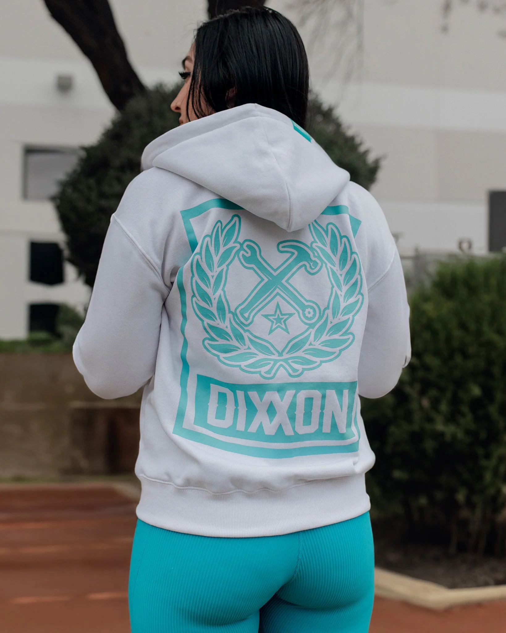 Women's Tiffany Box Crest Zip Up Hoodie - White - Image 2