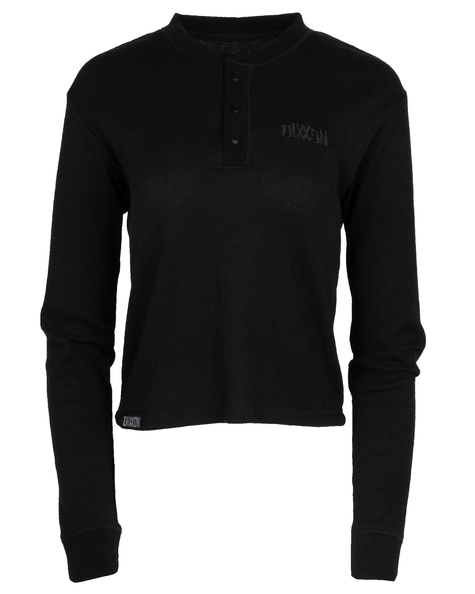 Women's Waffle Knit Long Sleeve Crop Tee - Black - Image 2
