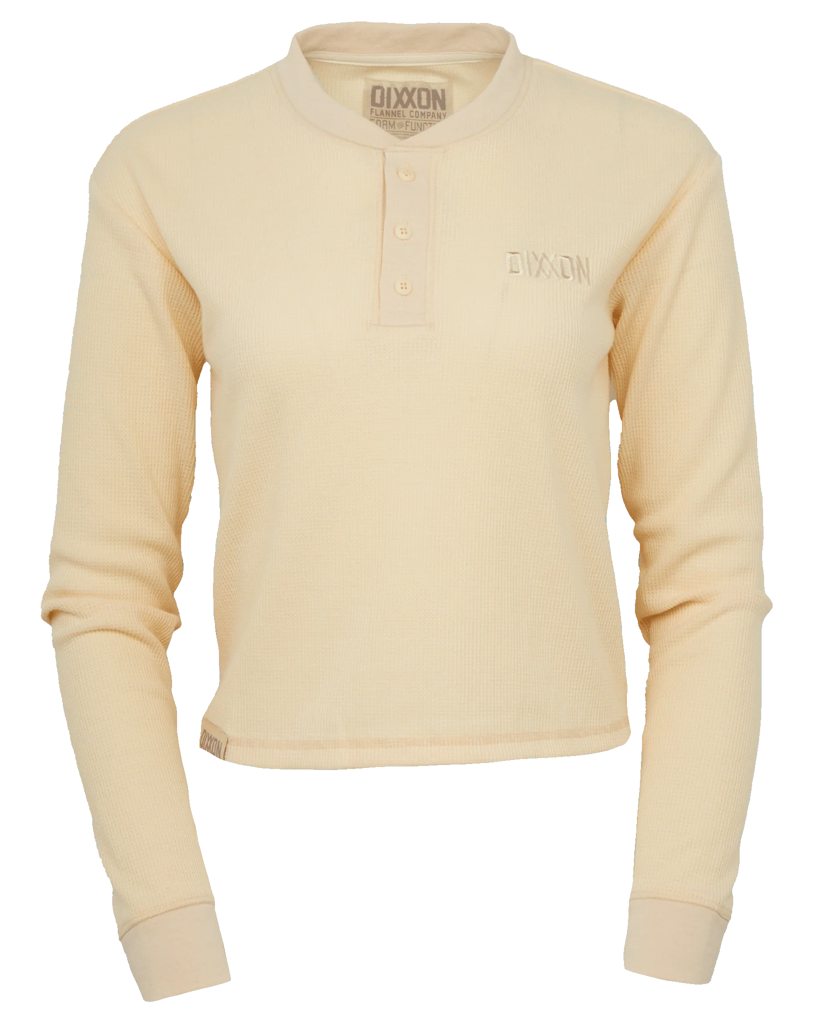 Women's Waffle Knit Long Sleeve Crop Tee - Ivory - Image 2