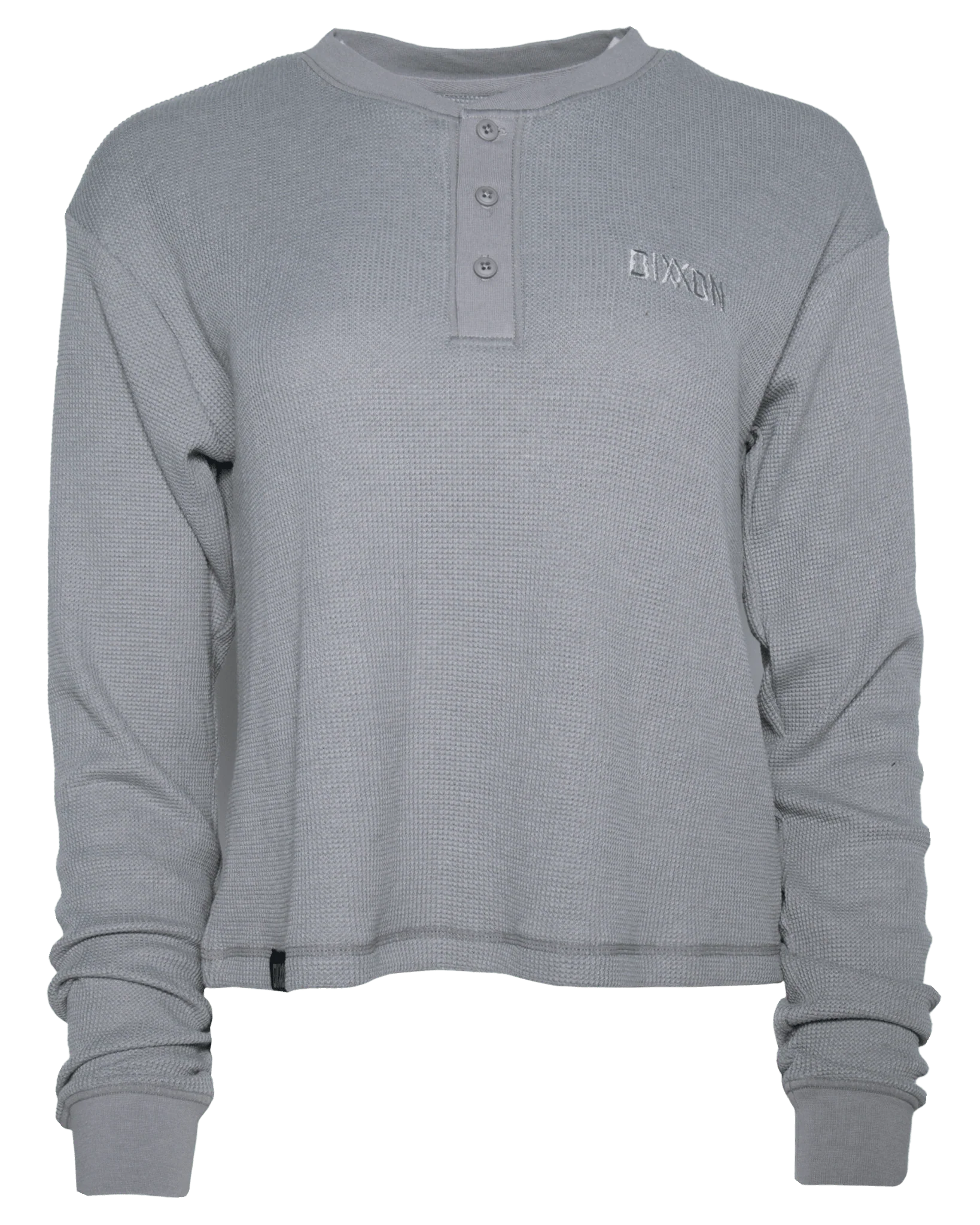 Women's Waffle Knit Long Sleeve Crop Tee - Light Gray - Image 2