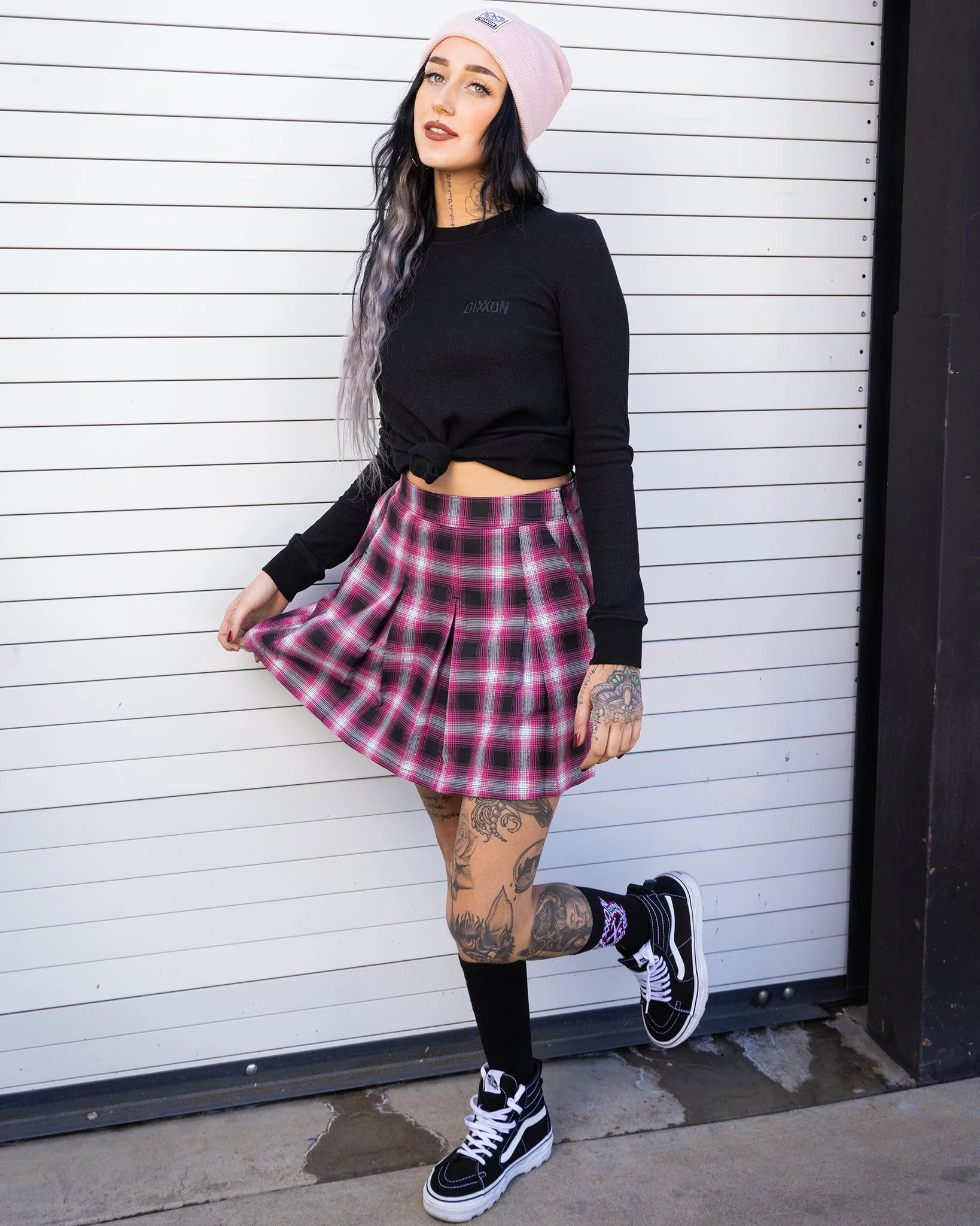 Women's Waffle Knit Long Sleeve Tee - Black - Image 5