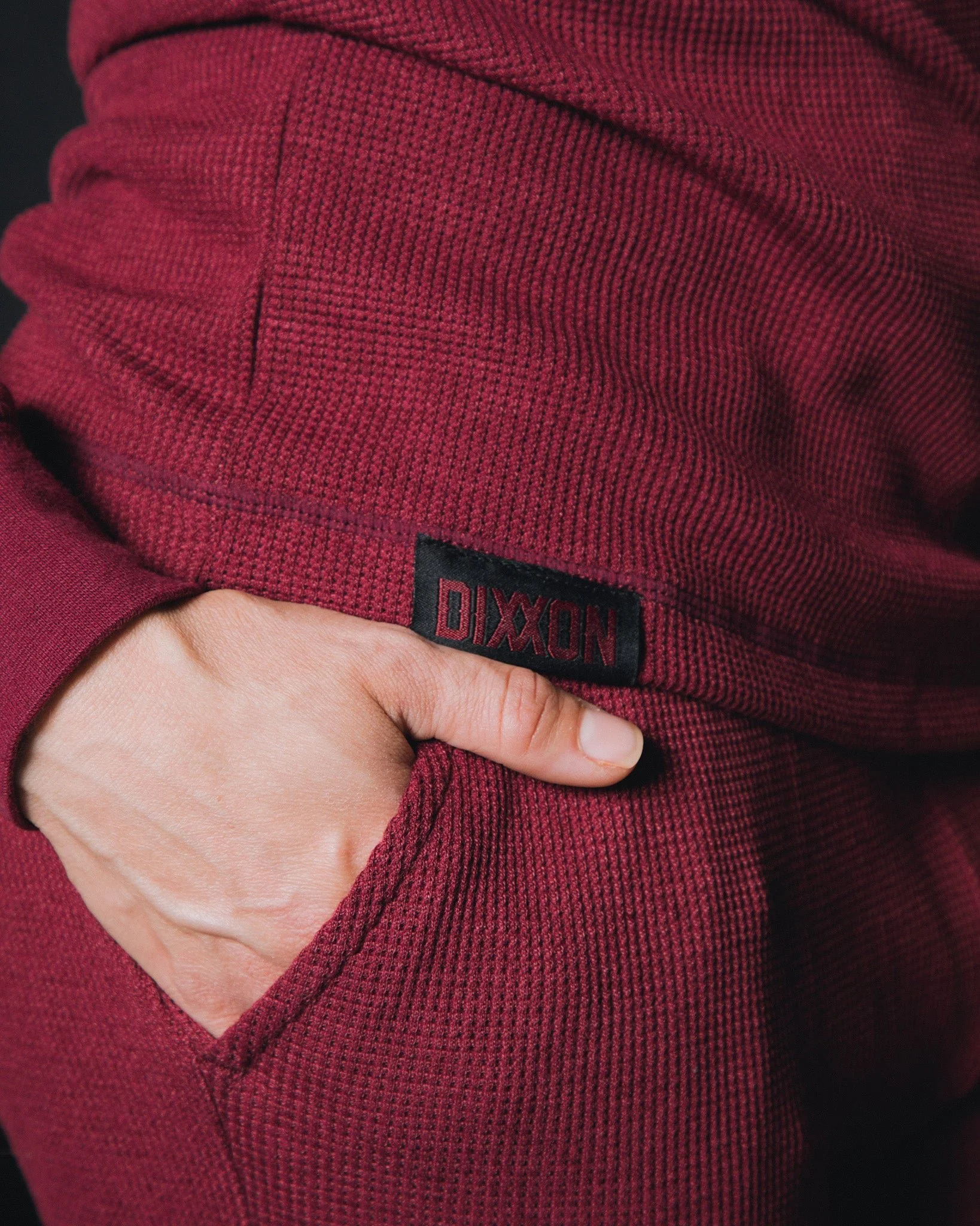 Women's Waffle Knit Long Sleeve Tee - Maroon - Image 2